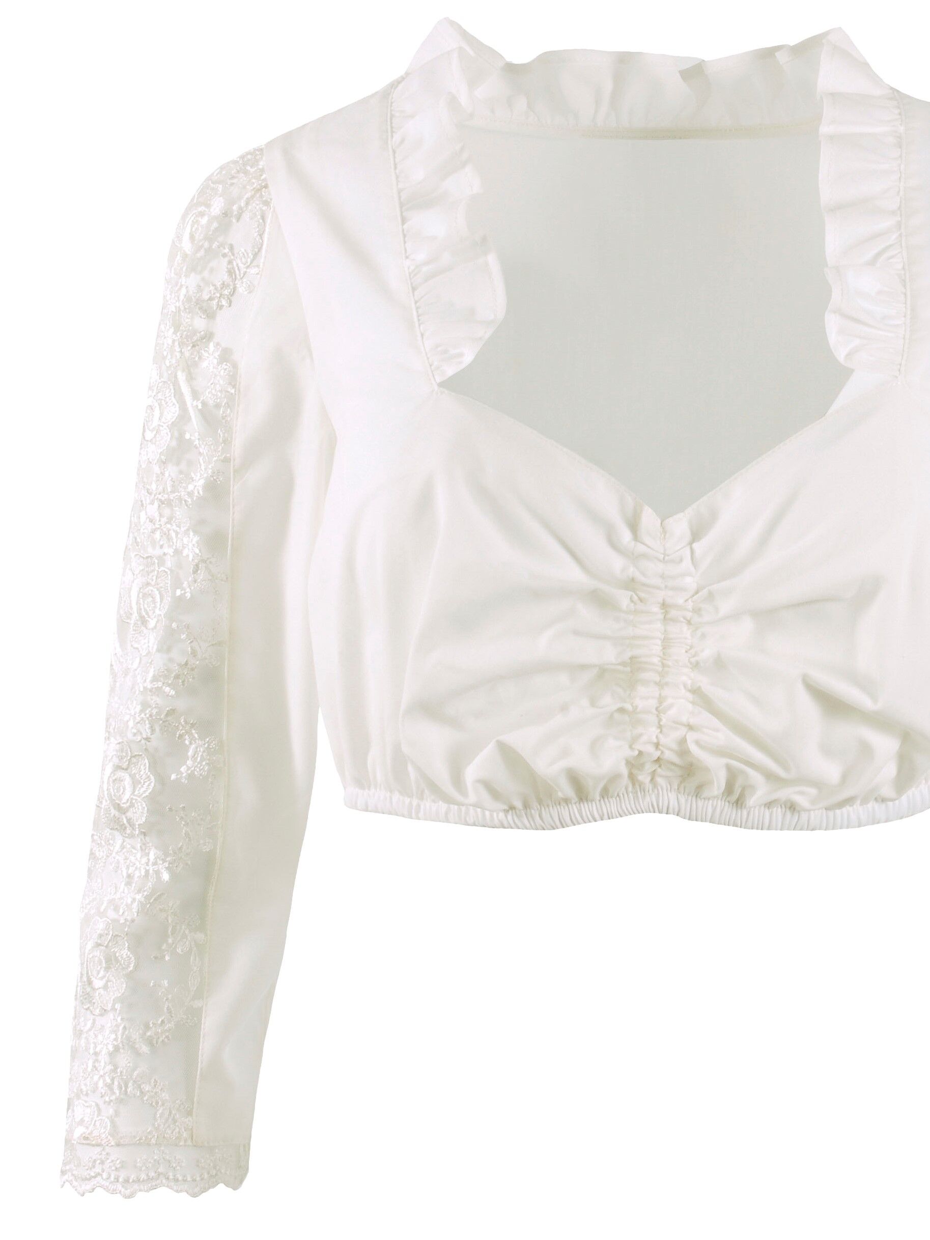 PREMIUM Dirndlbluse Damen festlich Langarm Spitze Creme PREMIUM Dirndlbluse Damen festlich Langarm Spitze Creme