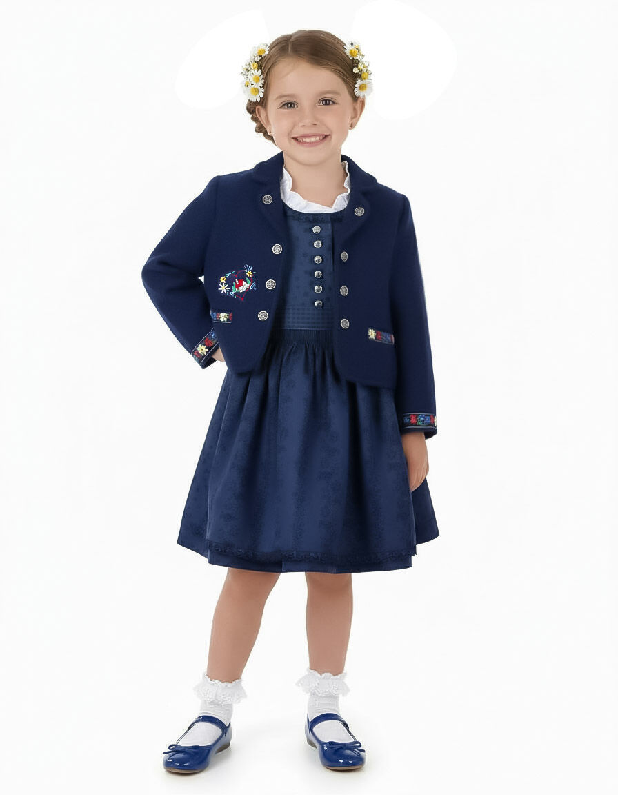 Trachtenjacke Mädchen Madl 100% Merinowolle Marineblau
