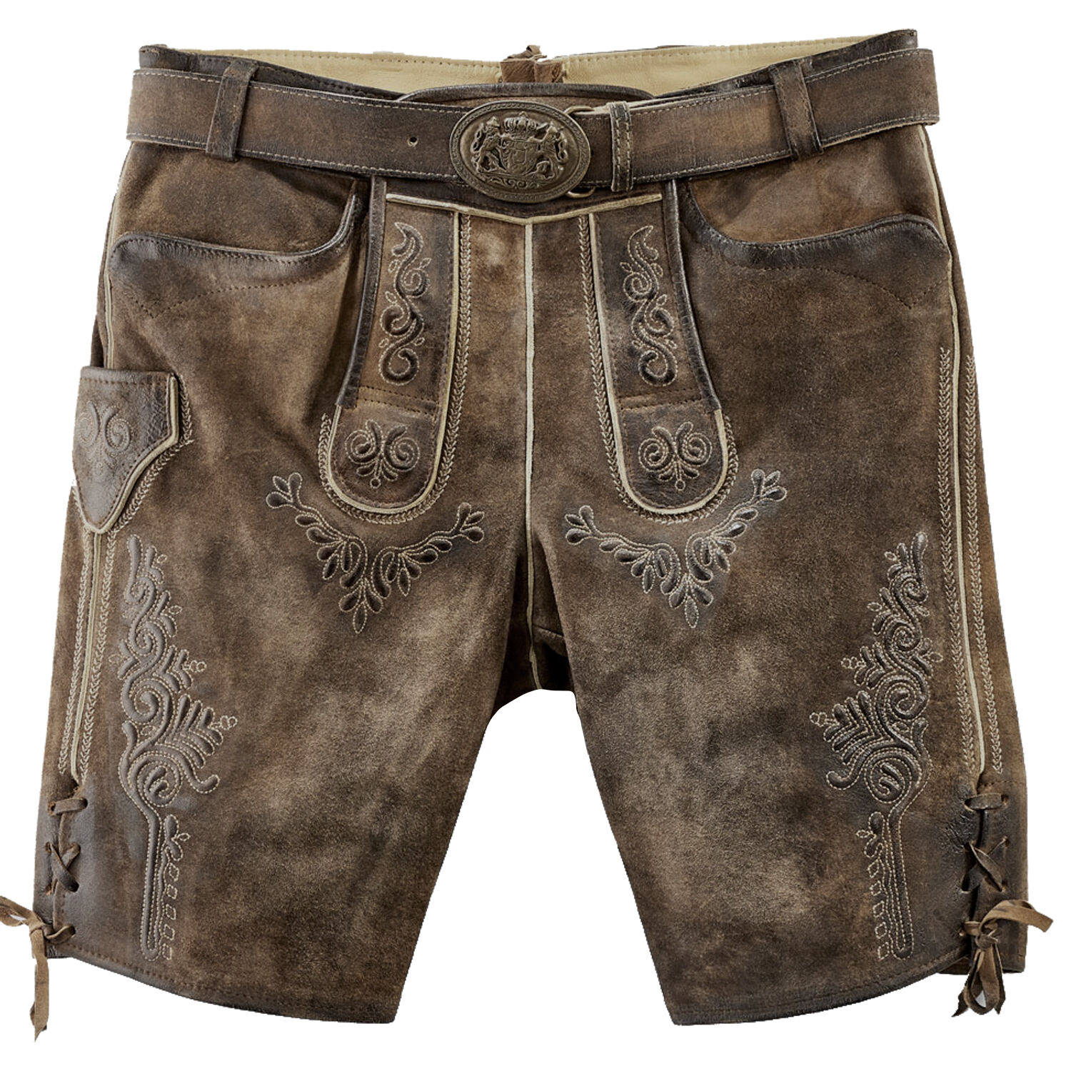 Trachtenlederhose kurze Lederhose Herren Rehbraun  Trachtenlederhose kurze Lederhose Herren Rehbraun