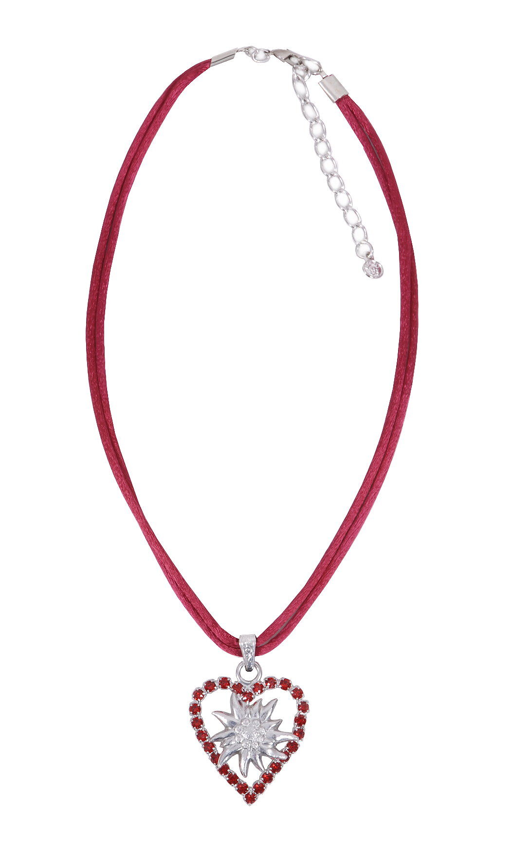 Trachtenherz Edelweißkette Swarovski Elements Rot Trachtenherz Edelweißkette Swarovski Elements Rot