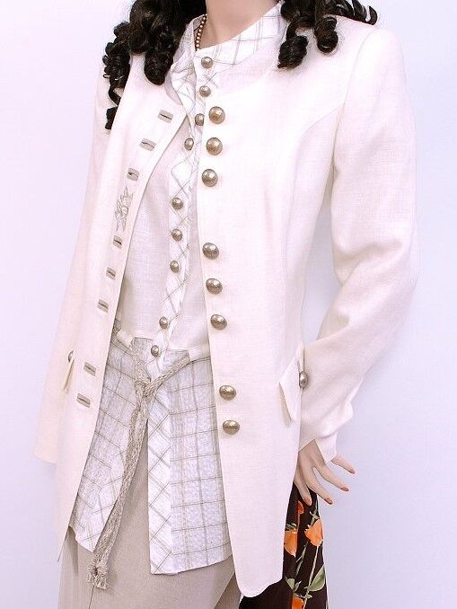 Trachtenblazer Damen Gehrock Leinenblazer mit Stickerei Creme Trachtenblazer Damen Gehrock Leinenblazer mit Stickerei Creme