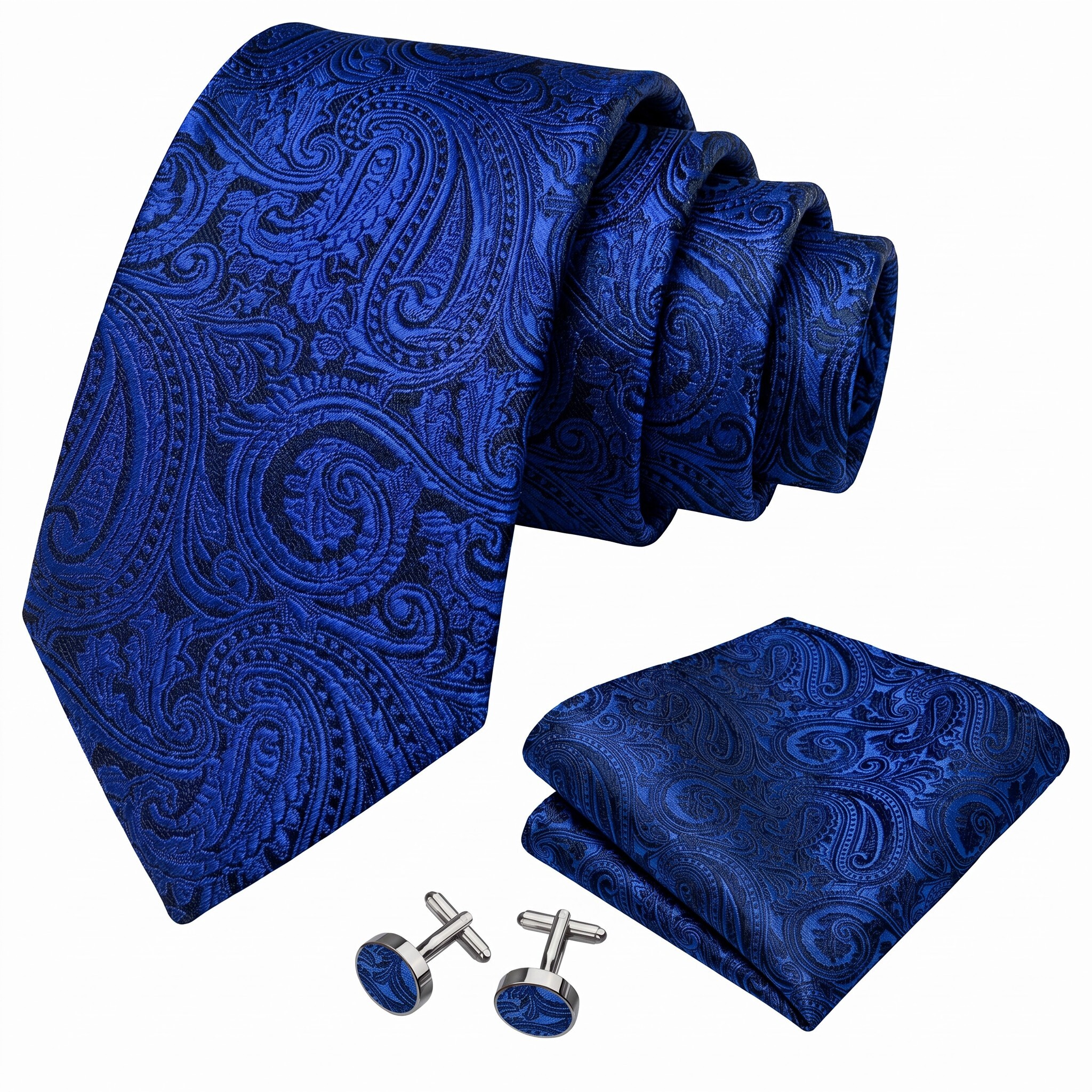 Trachtenkrawatte Paisley 100% Seide 3-tlg. Set festlich + Einstecktuch + Manschettenknöpfen