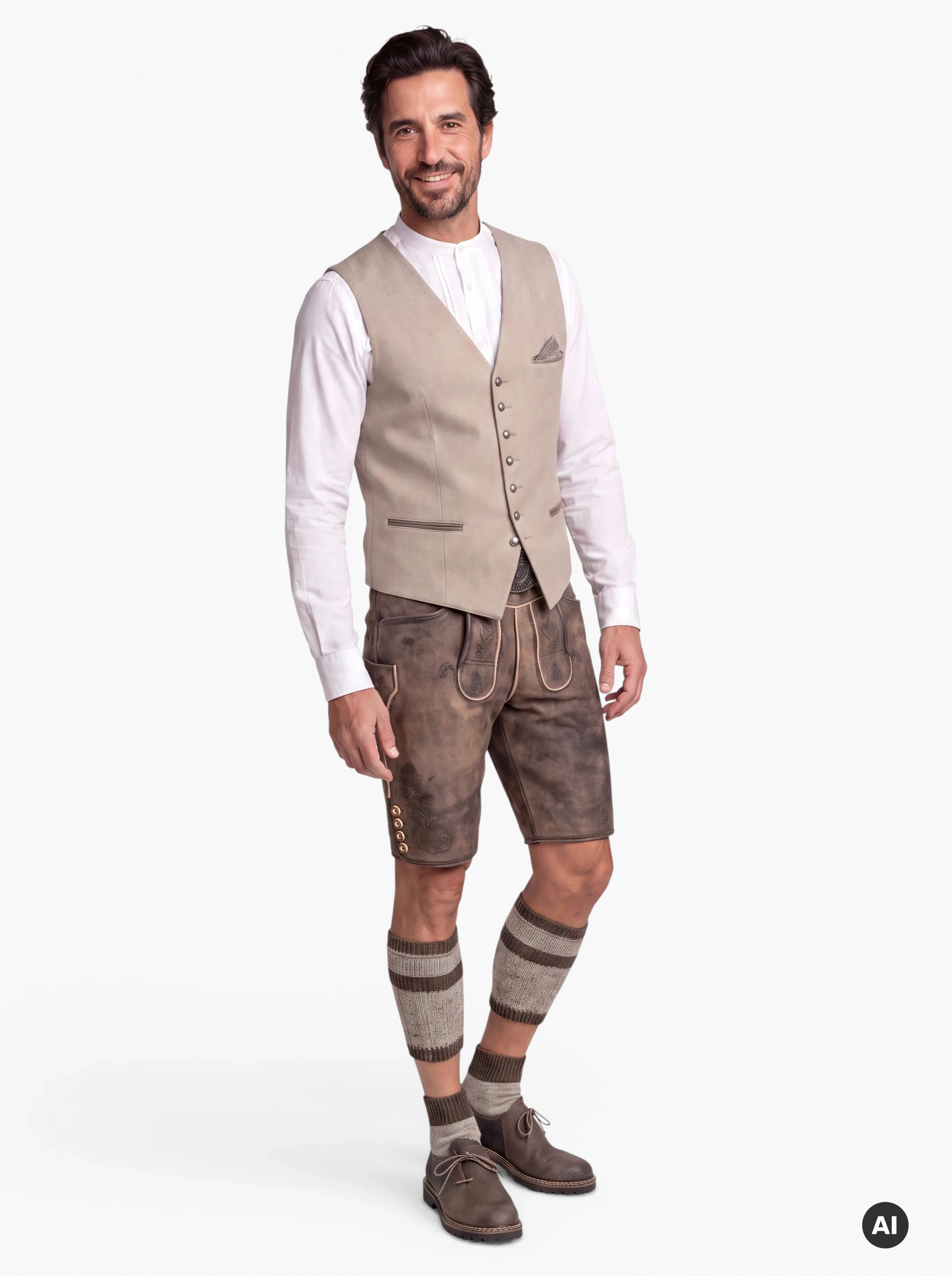 Herren Trachtenweste Ferdi – Beige mit Stretch