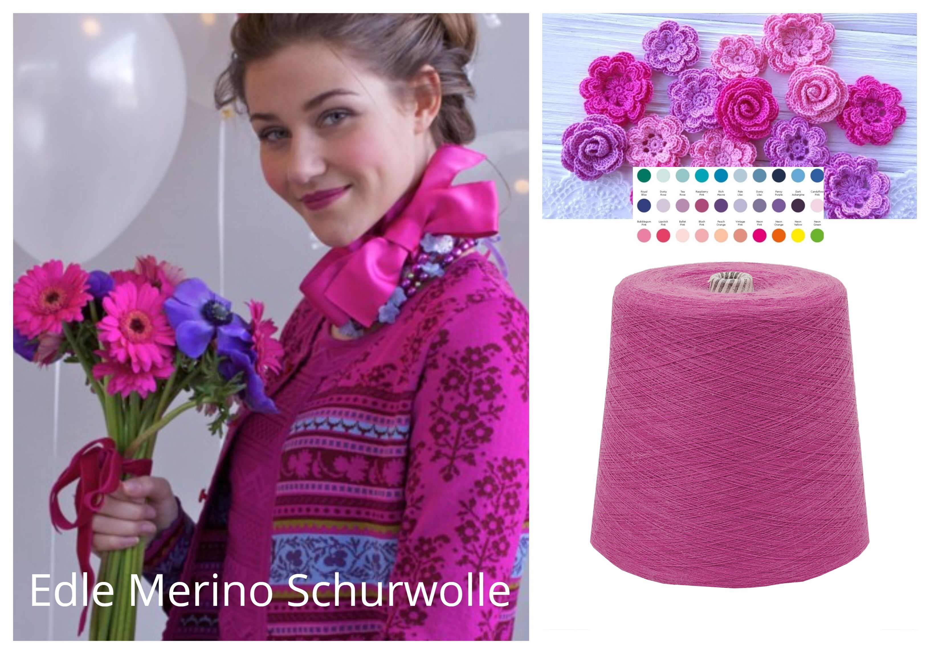 STRICKWOLLE - dicke SCHURWOLLE 1 KG Konen/1000 Gramm Pink/Erika STRICKWOLLE - dicke SCHURWOLLE 1 KG Konen/1000 Gramm Pink/Erika