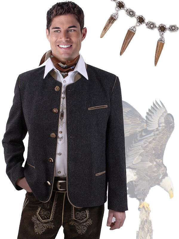 Trachtenblazer Lodenblazer Herren Sakko kurz zur Lederhose  Anthrazit Wolle Trachtenblazer Lodenblazer Herren Sakko kurz zur Lederhose  Anthrazit Wolle