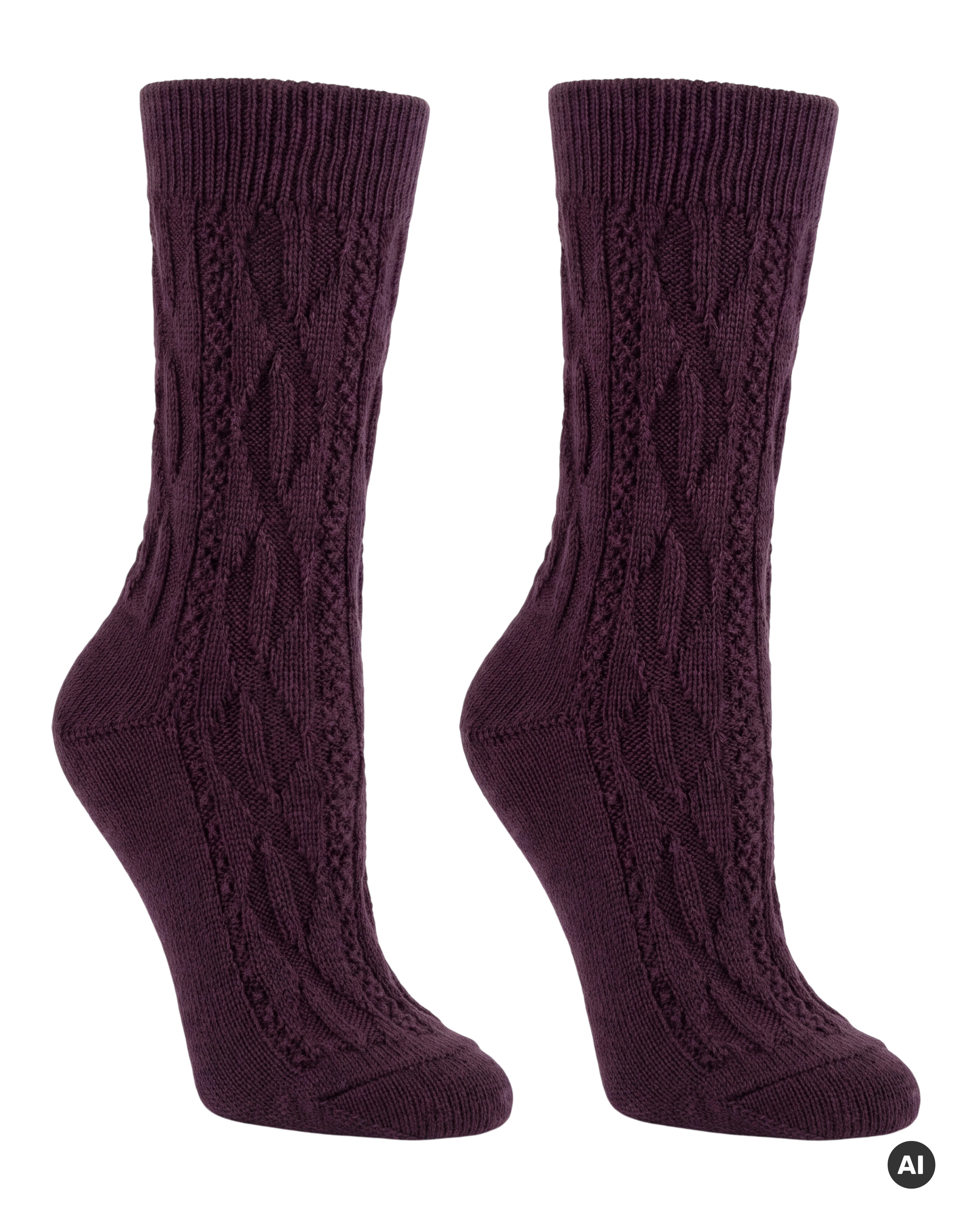 Herren Trachtensocken Shopper Weinrot – Wollmix mit Zopfmuster