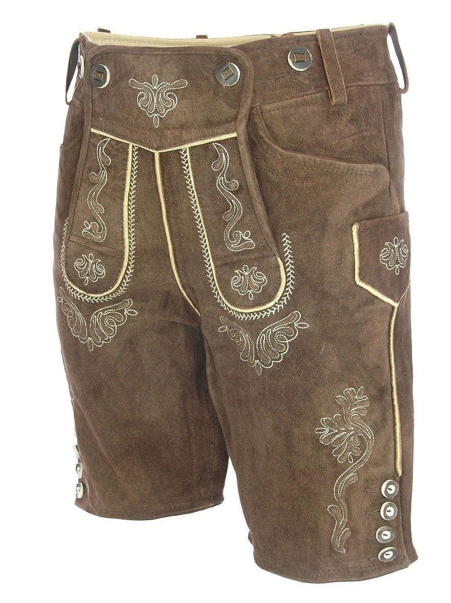 Trachtenlederhose kurze Lederhose Herren Rehbraun  Trachtenlederhose kurze Lederhose Herren Rehbraun