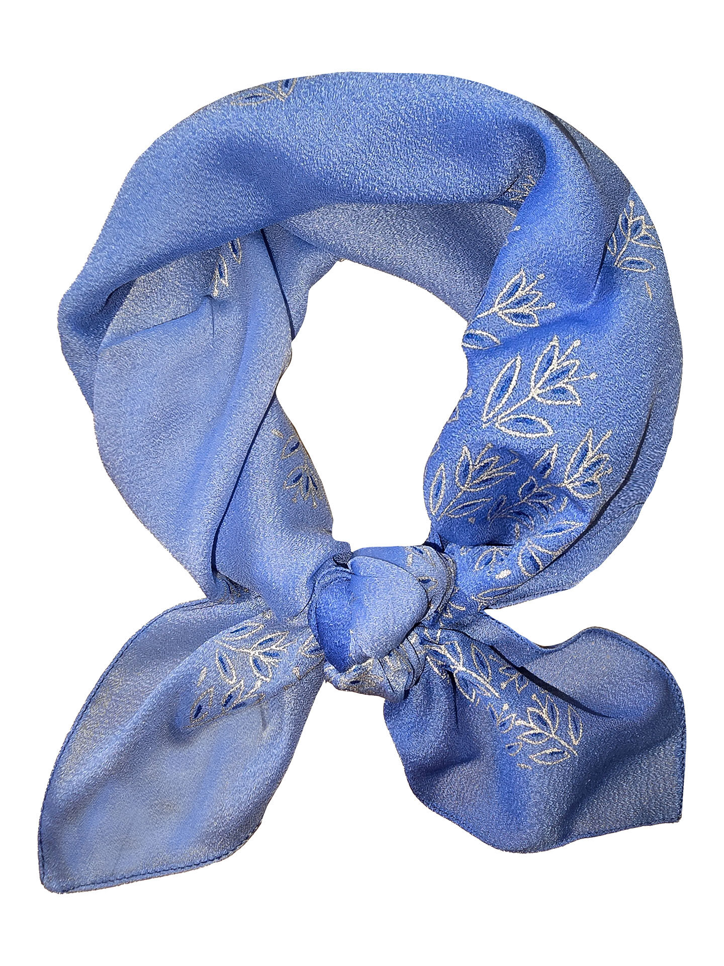 Trachtenhalstuch Nickituch Blüten-Blatt Dessin Blau Trachtenhalstuch Nickituch Blüten-Blatt Dessin Blau