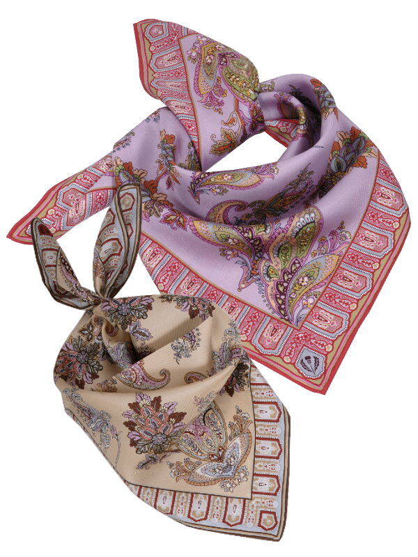 Trachtenhalstuch Nickituch Paisley 100% Seide Beige + Pink Trachtenhalstuch Nickituch Paisley 100% Seide Beige + Pink