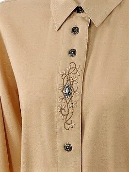 Long-Style Trachtenbluse Damen Langarm Messing Flanell Long-Style Trachtenbluse Damen Langarm Messing Flanell