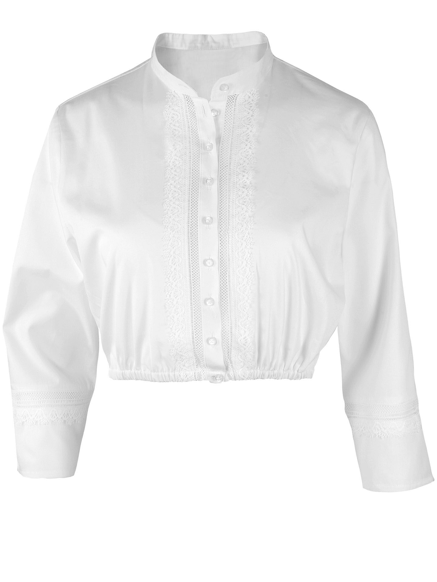 Dirndlbluse Damen 3/4 Arm Langarm hochgeschlossen Stehkragen + Spitze Dirndlbluse Damen 3/4 Arm Langarm hochgeschlossen Stehkragen + Spitze