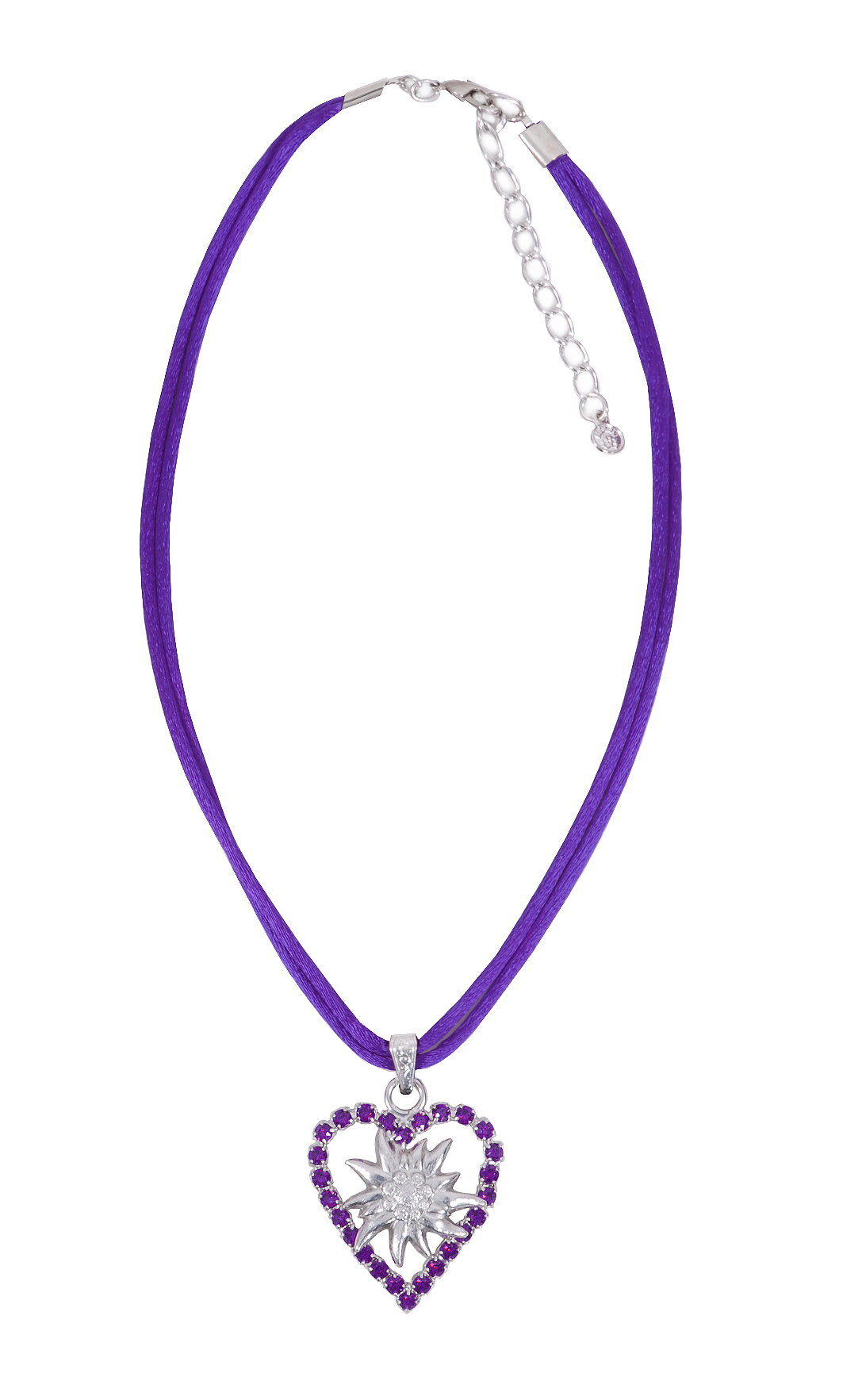 Trachtenherz Edelweißkette Swarovski Elements Violett Lila Trachtenherz Edelweißkette Swarovski Elements Violett Lila