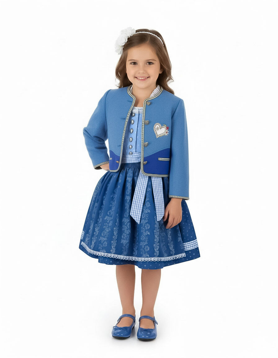 Trachtenjacke Mädchen Madl 100% Merinowolle Blau