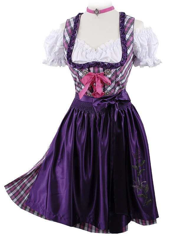 Mini-Dirndl kurzes Dirndl kariert Lila Mini-Dirndl kurzes Dirndl kariert Lila