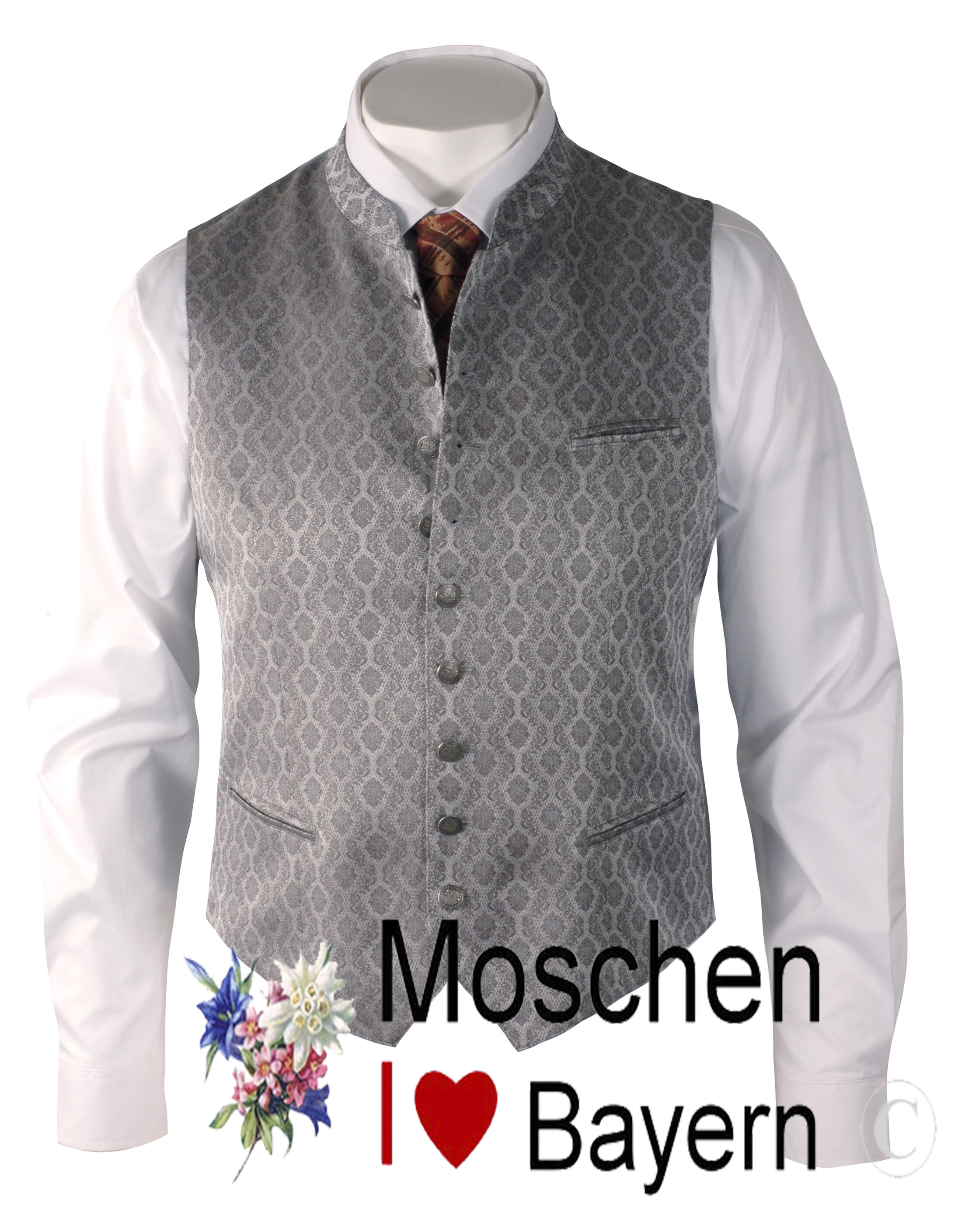 PREMIUM Trachtenweste Herren Hochzeits-Gilet Silbergrau FESTLICH PREMIUM Trachtenweste Herren Hochzeits-Gilet Silbergrau FESTLICH
