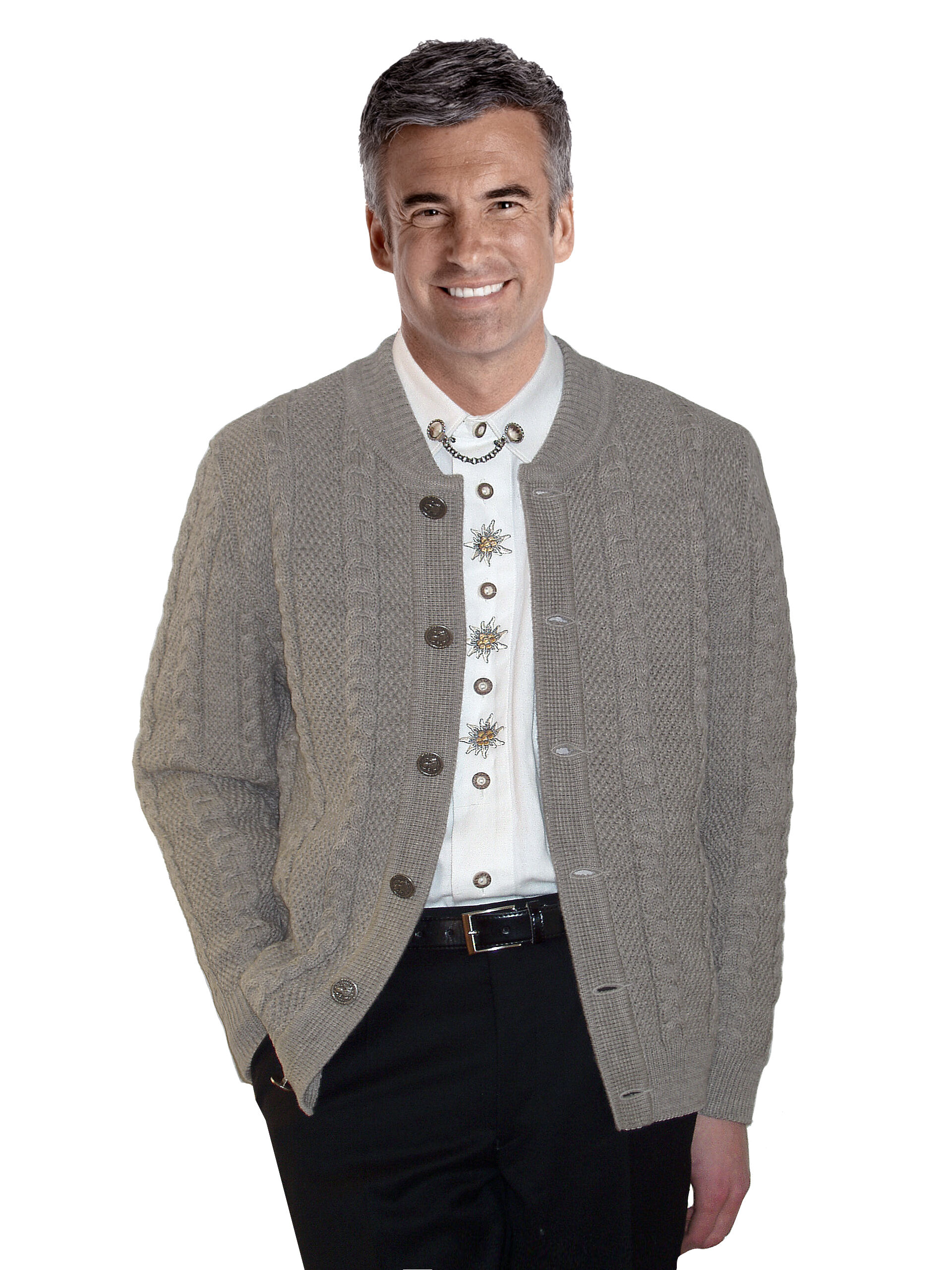 PREMIUM Trachtenstrickjacke Herren 100% Schurwolle Trachtenjanker Beige + Stein PREMIUM Trachtenstrickjacke Herren 100% Schurwolle Trachtenjanker Beige + Stein