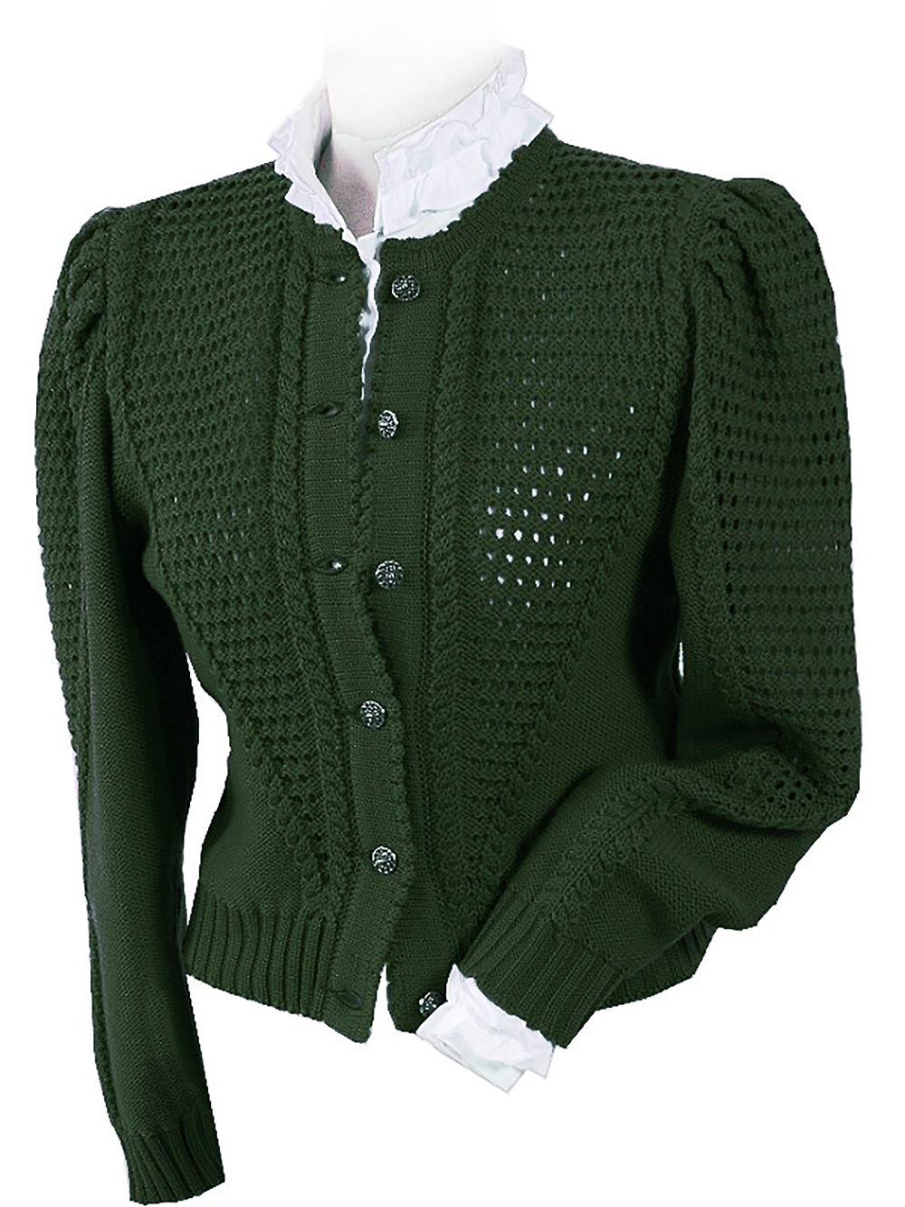Trachtenstrickjacke Damen Dirndljacke MERINO SCHURWOLLE Grün 