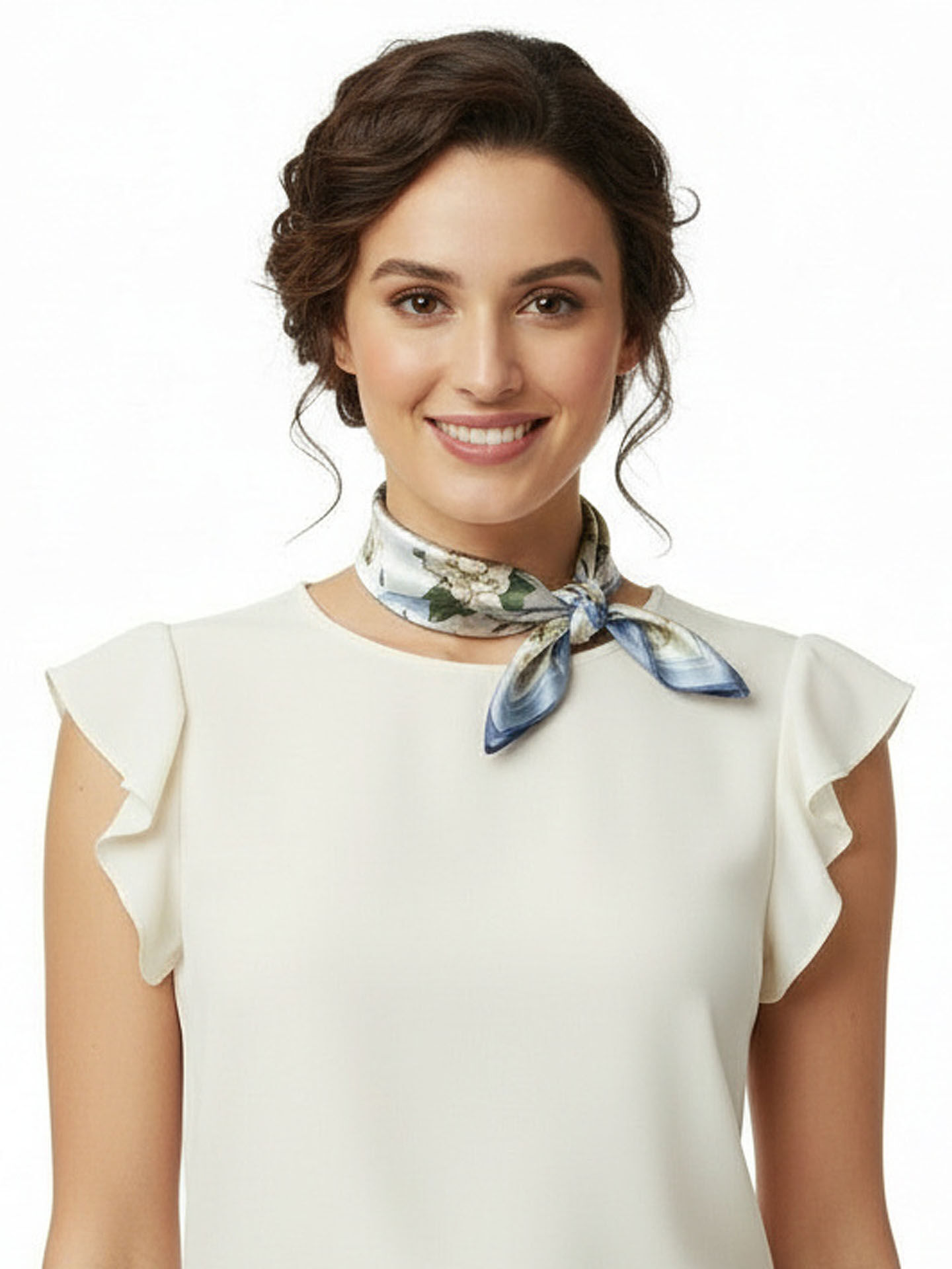 Seidenhalstuch Rosengarten Damen Nickituch 100% Seide Blau