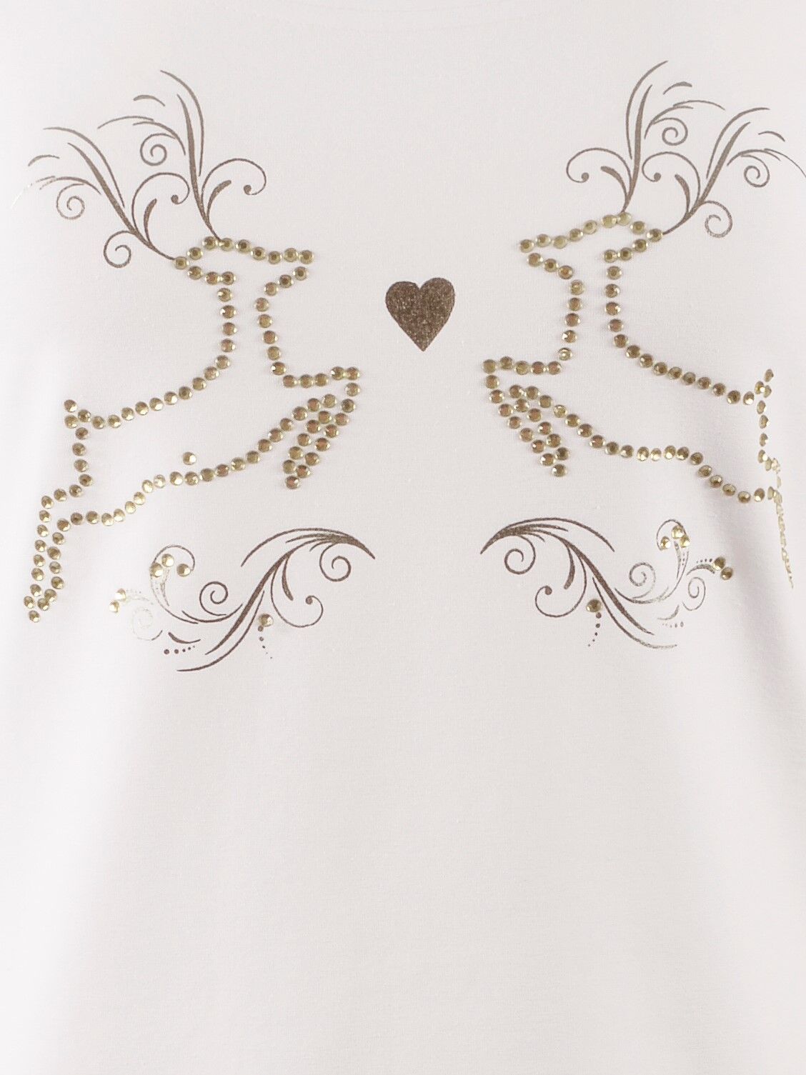 Trachtenshirt Damen T-Shirt Hirsch-Druck Weiß-Gold Trachtenshirt Damen T-Shirt Hirsch-Druck Weiß-Gold