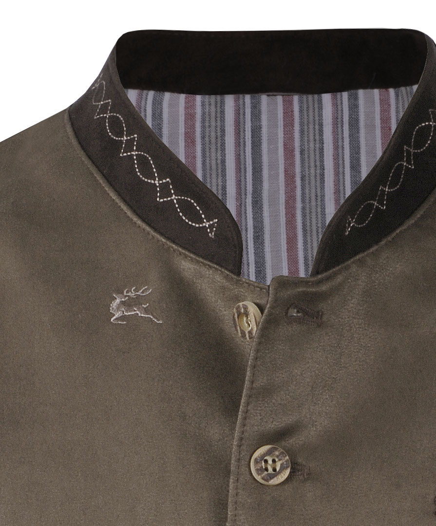 Klassische Trachtenweste Lederweste  Gilet Braun Hirsch-Stickerei Klassische Trachtenweste Lederweste  Gilet Braun Hirsch-Stickerei