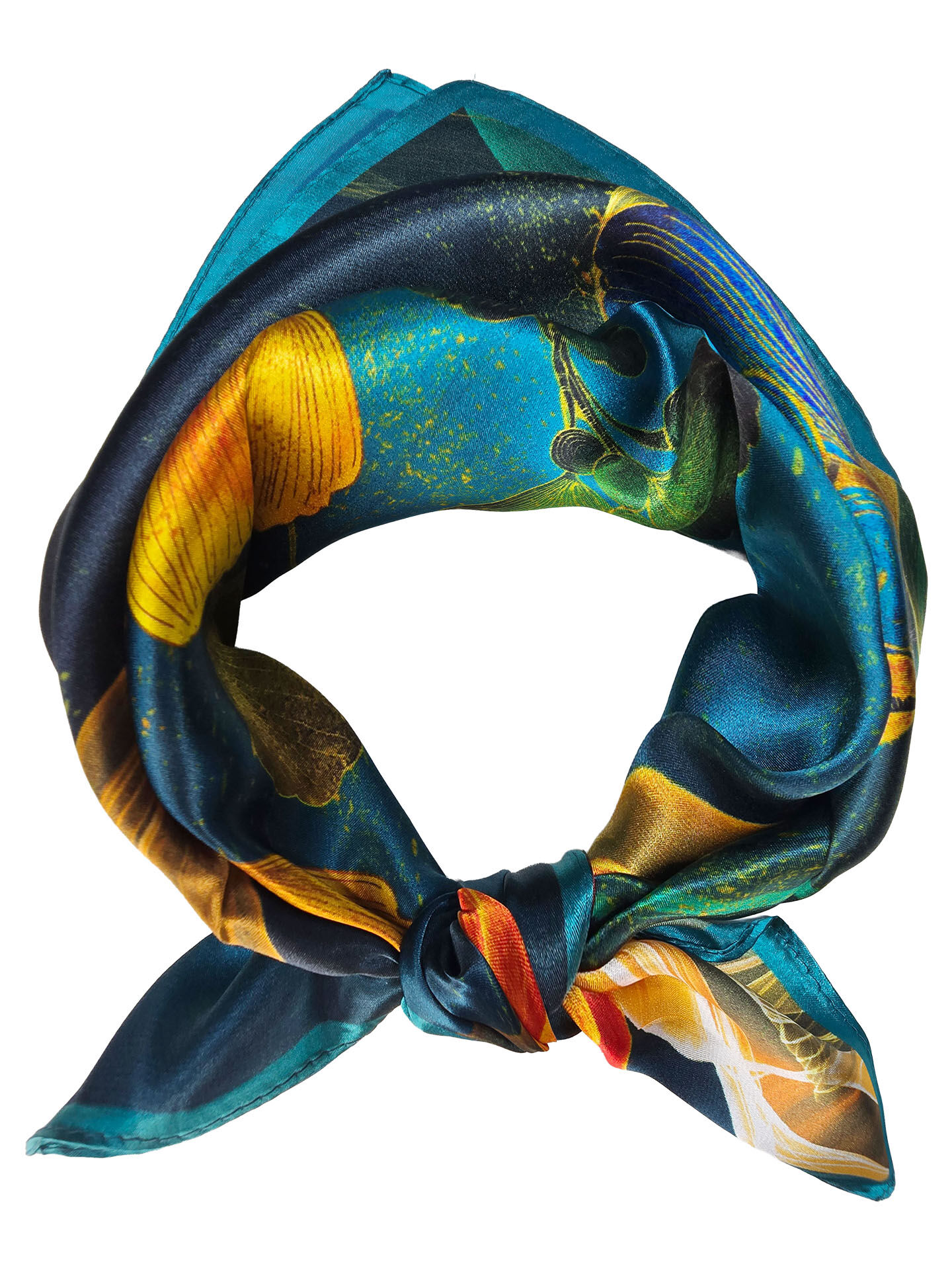 Seidenhalstuch Ginko Damen Nickituch 100% Seide Blau