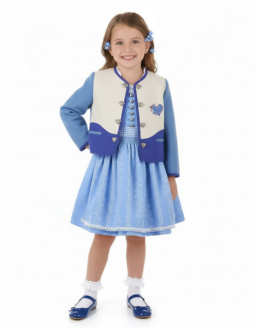 Trachtenjacke Mädchen Madl 100% Merinowolle Blau