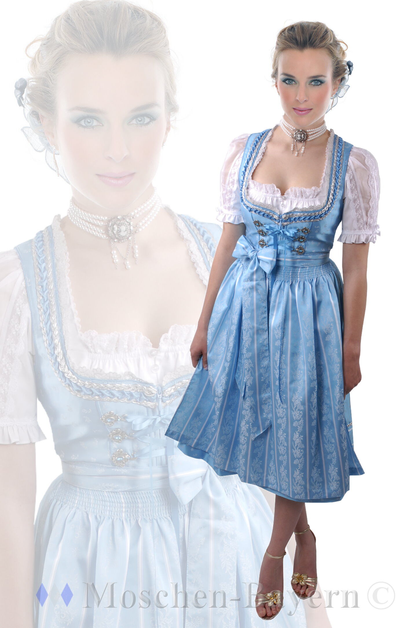 PREMIUM Designer-Dirndl Festtagsdirndl - festliches Midi-Dirndl Türkis PREMIUM Designer-Dirndl Festtagsdirndl - festliches Midi-Dirndl Türkis