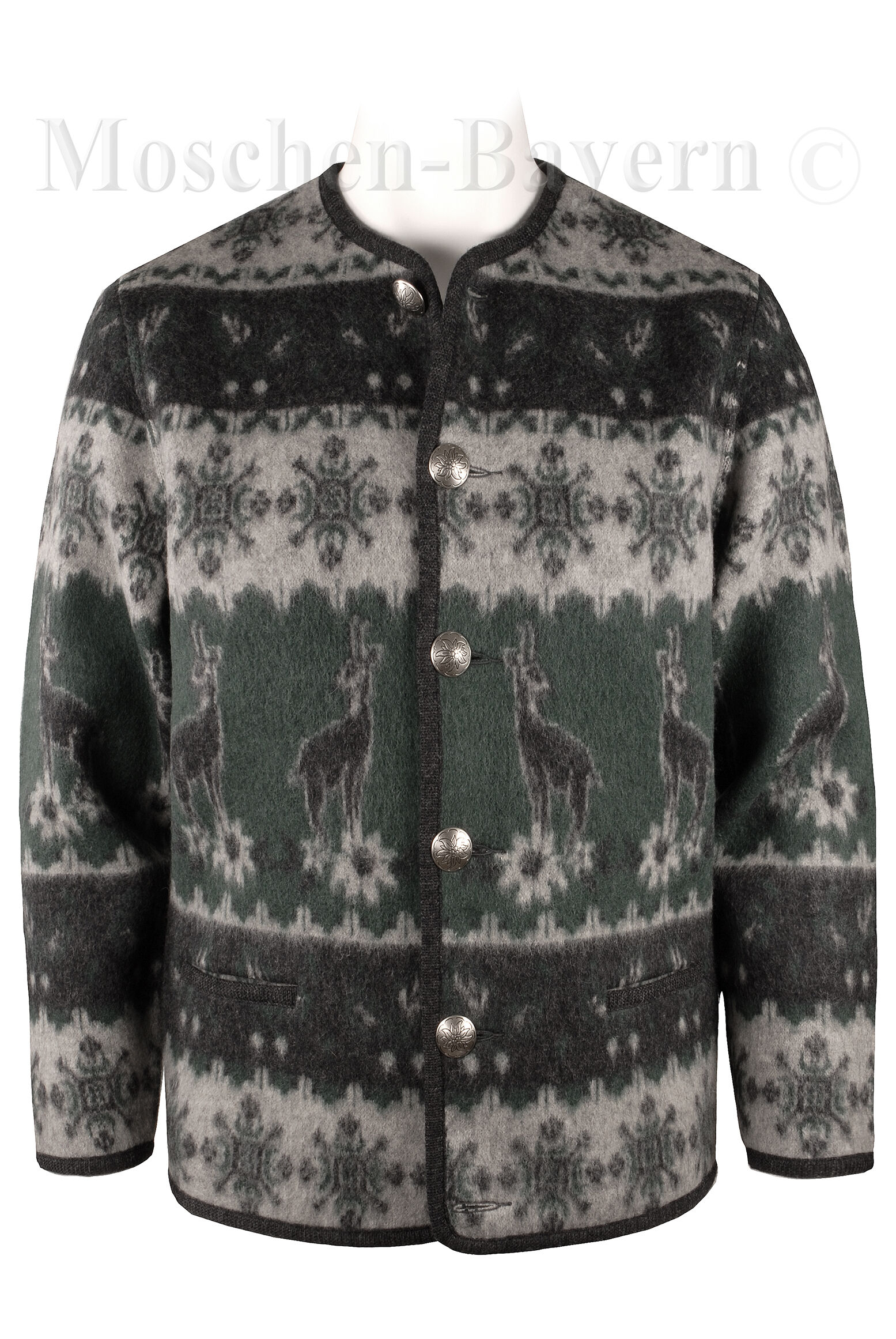 PREMIUM Trachtenstrickjacke Herren 100% Schurwolle Trachtenjanker Anthrazit-Grün PREMIUM Trachtenstrickjacke Herren 100% Schurwolle Trachtenjanker Anthrazit-Grün