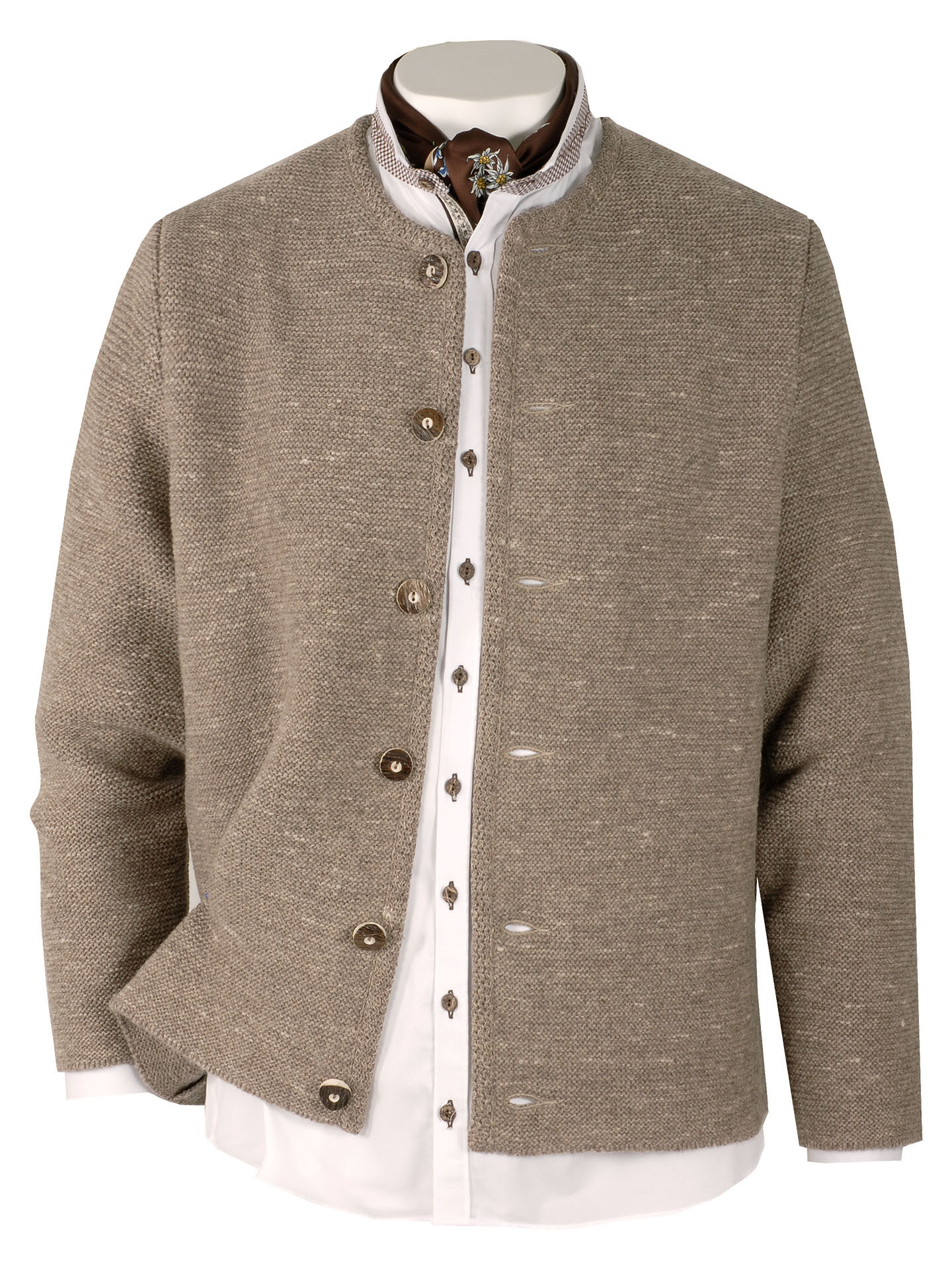 PREMIUM Trachtenstrickjacke Herren 100% Schurwolle Trachtenjanker Hellbraun PREMIUM Trachtenstrickjacke Herren 100% Schurwolle Trachtenjanker Hellbraun
