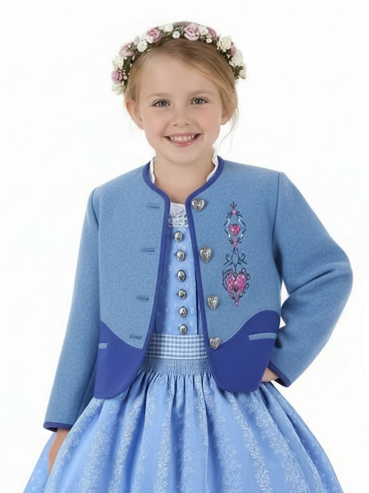 Trachtenjacke Mädchen Madl 100% Merinowolle Blautöne