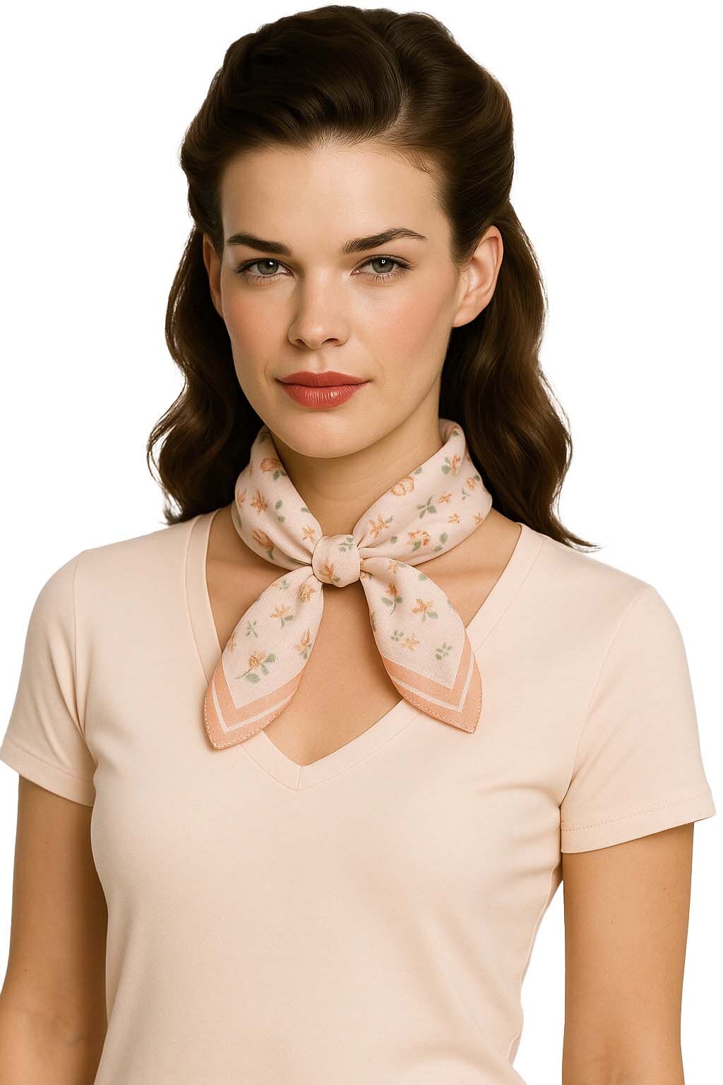 Trachtenhalstuch Nickituch Rosen-Dessin Blau Violett Apricot