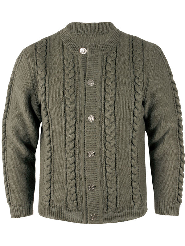 PREMIUM Trachtenstrickjacke Herren 100% Schurwolle Trachtenjanker Jagd Grün + Braun PREMIUM Trachtenstrickjacke Herren 100% Schurwolle Trachtenjanker Jagd Grün + Braun