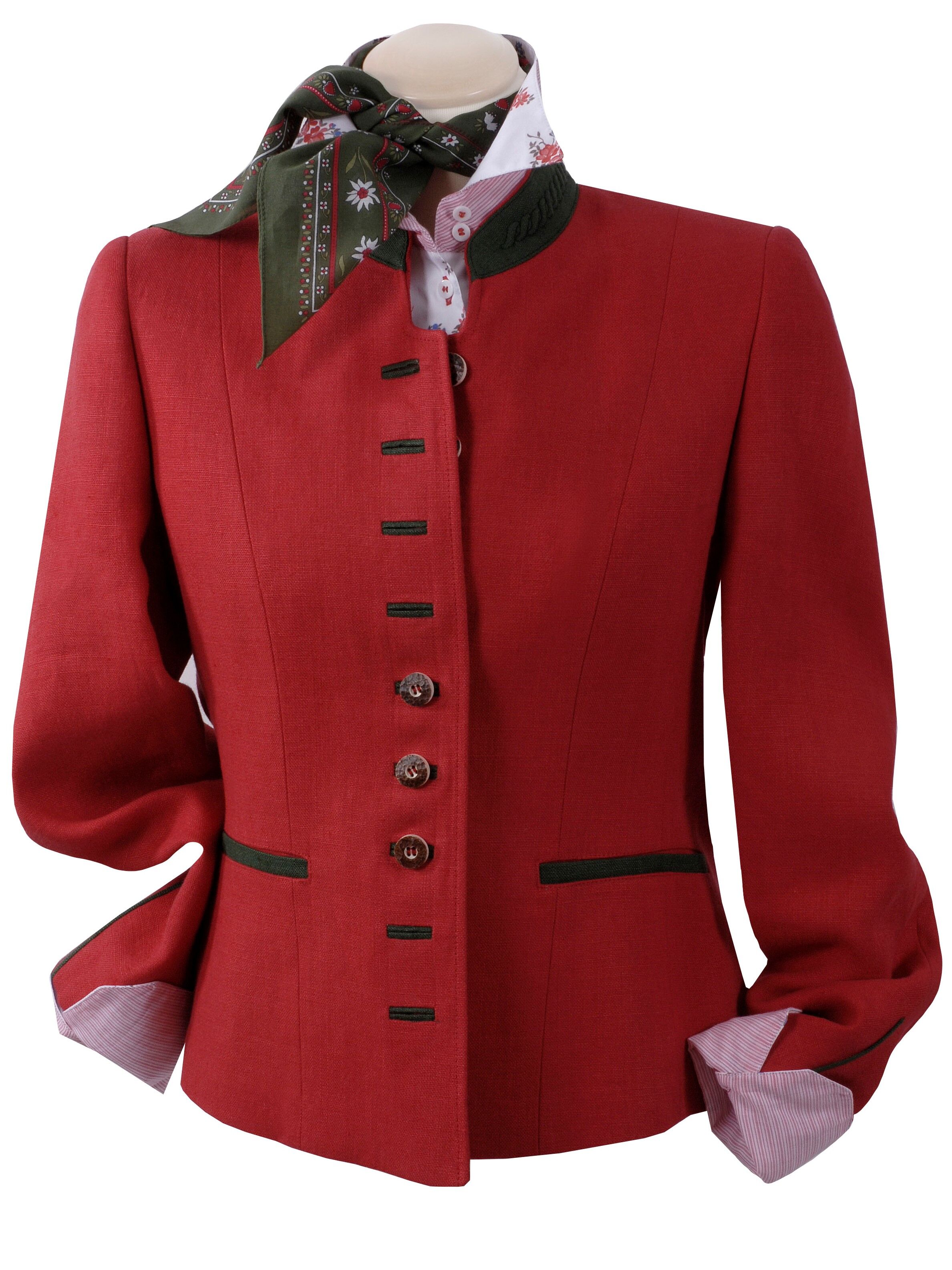 PREMIUM Trachtenblazer Damen - kurzer Leinenblazer Rot PREMIUM Trachtenblazer Damen - kurzer Leinenblazer Rot