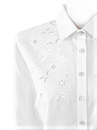 PREMIUM Trachtenbluse Damen festlich Langarm mit Stickerei Weiß PREMIUM Trachtenbluse Damen festlich Langarm mit Stickerei Weiß
