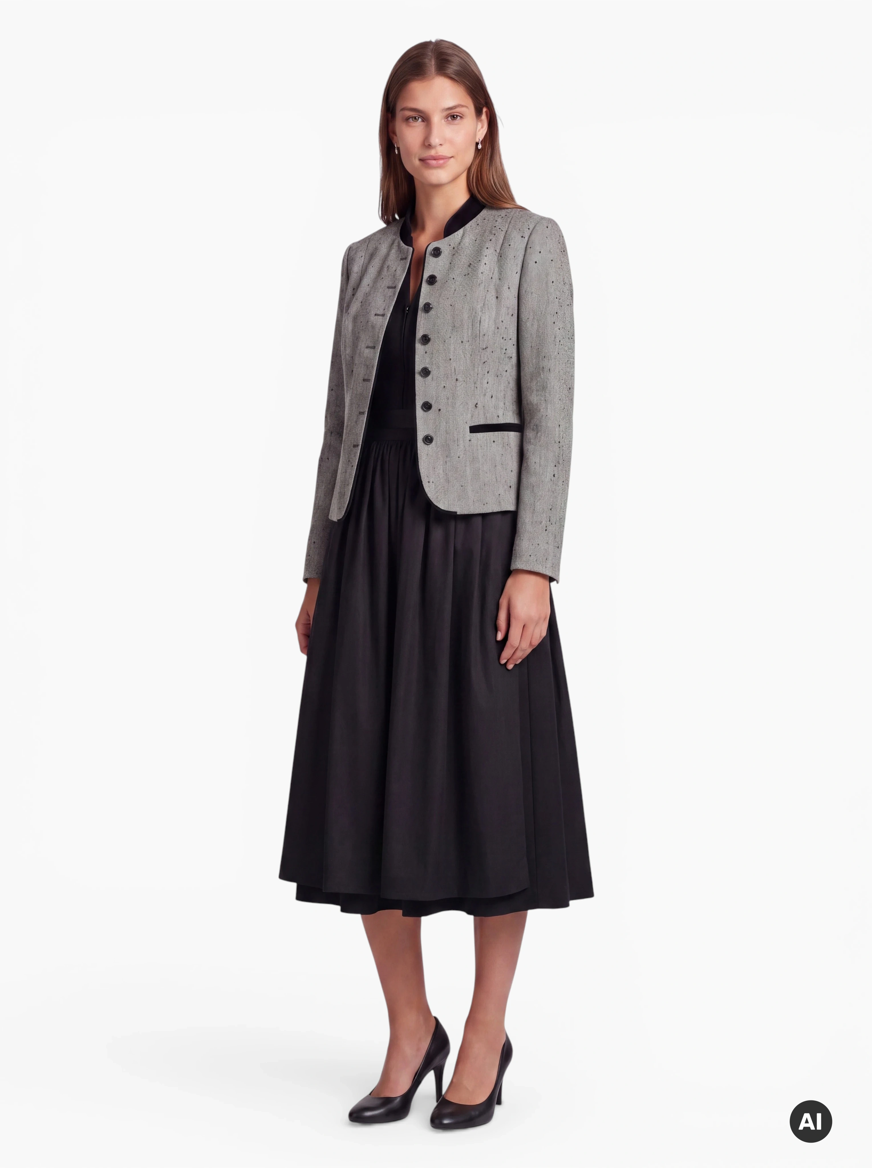 Damen Trachtenblazer Tessa Beige/Braun mit Fischgratmuster