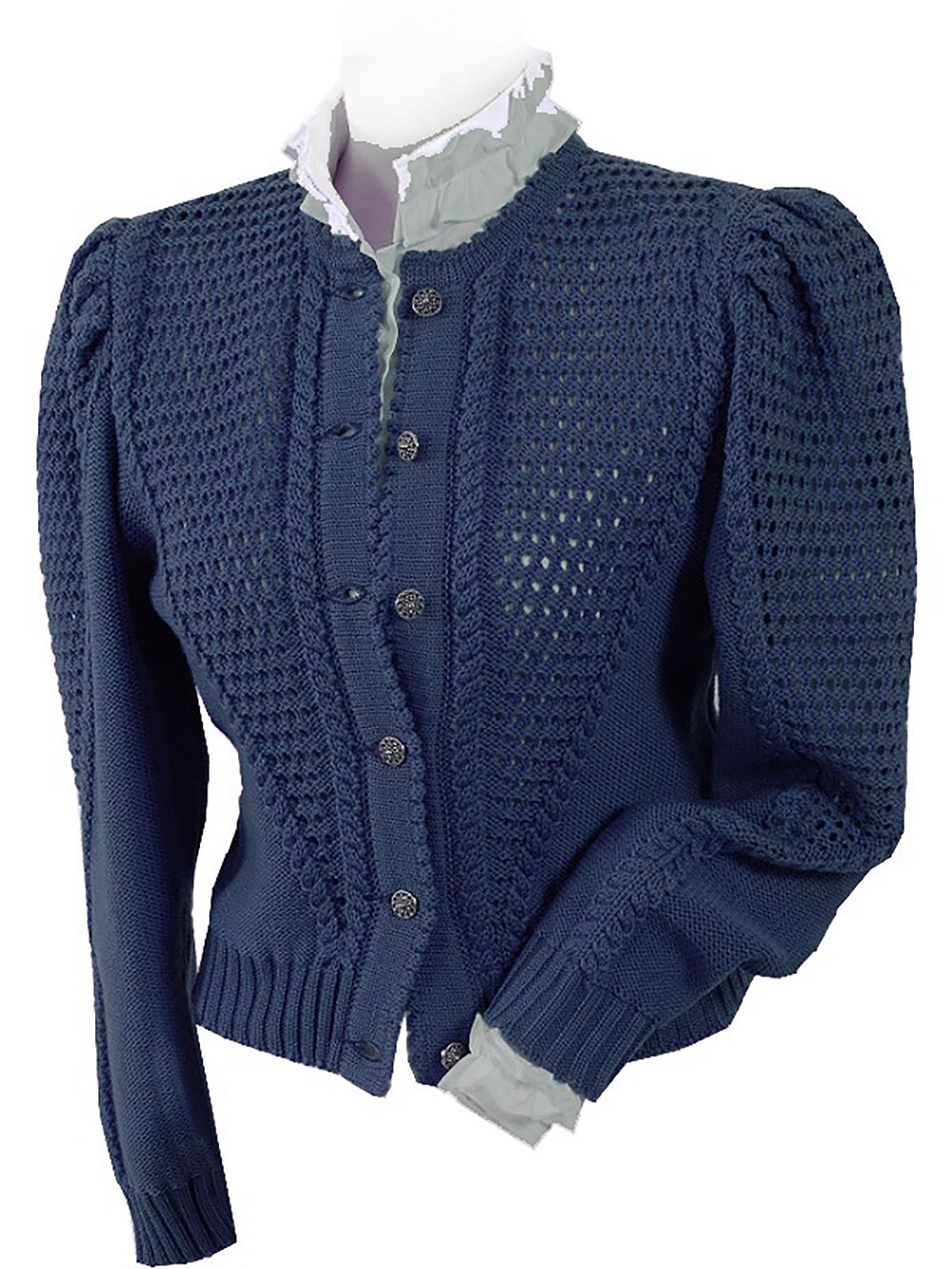 Trachtenstrickjacke Damen Dirndljacke MERINO SCHURWOLLE Blau Trachtenstrickjacke Damen Dirndljacke MERINO SCHURWOLLE Blau