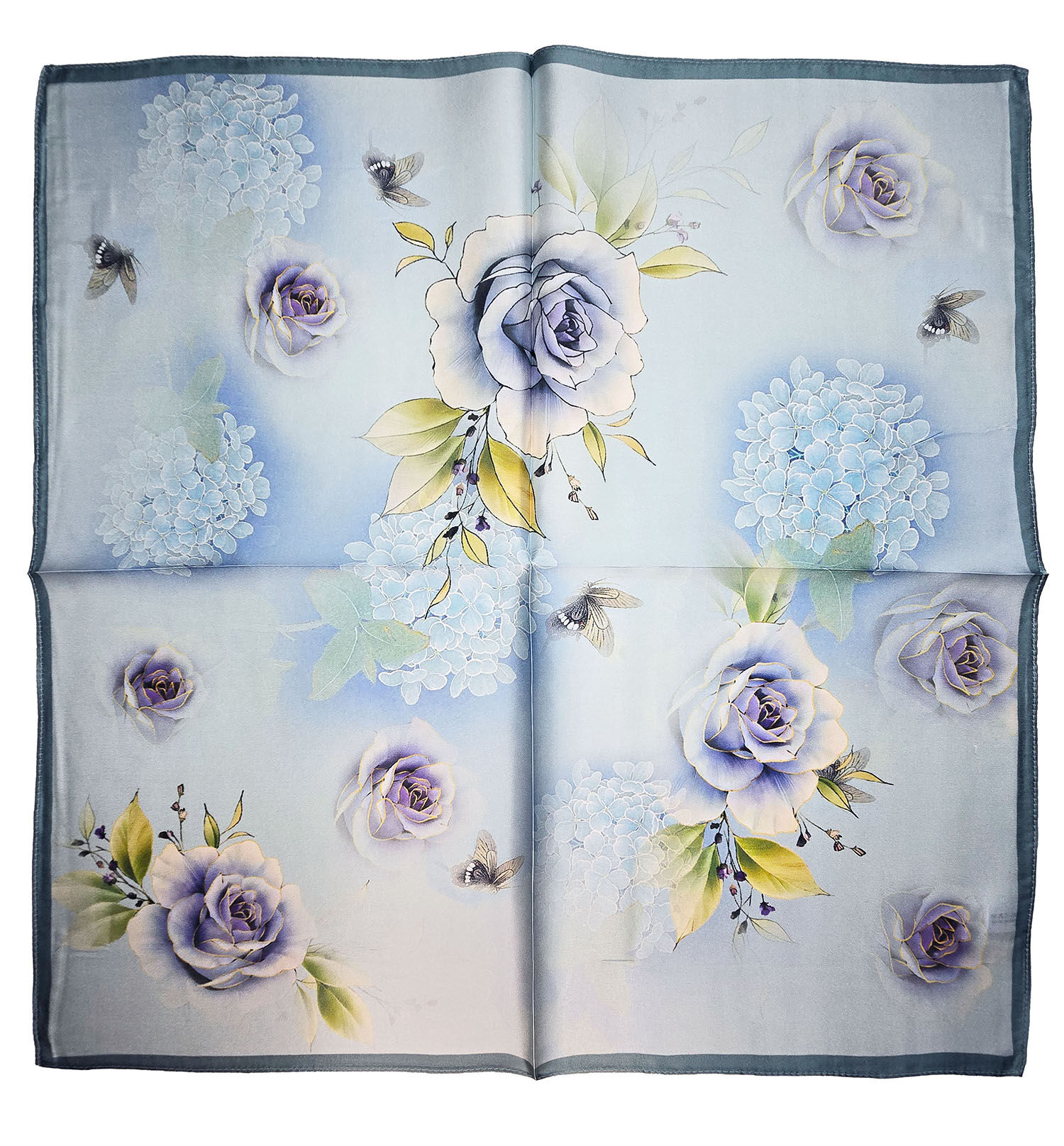 Seidenhalstuch Giardino Damen Nickituch 100% Seide Hellblau