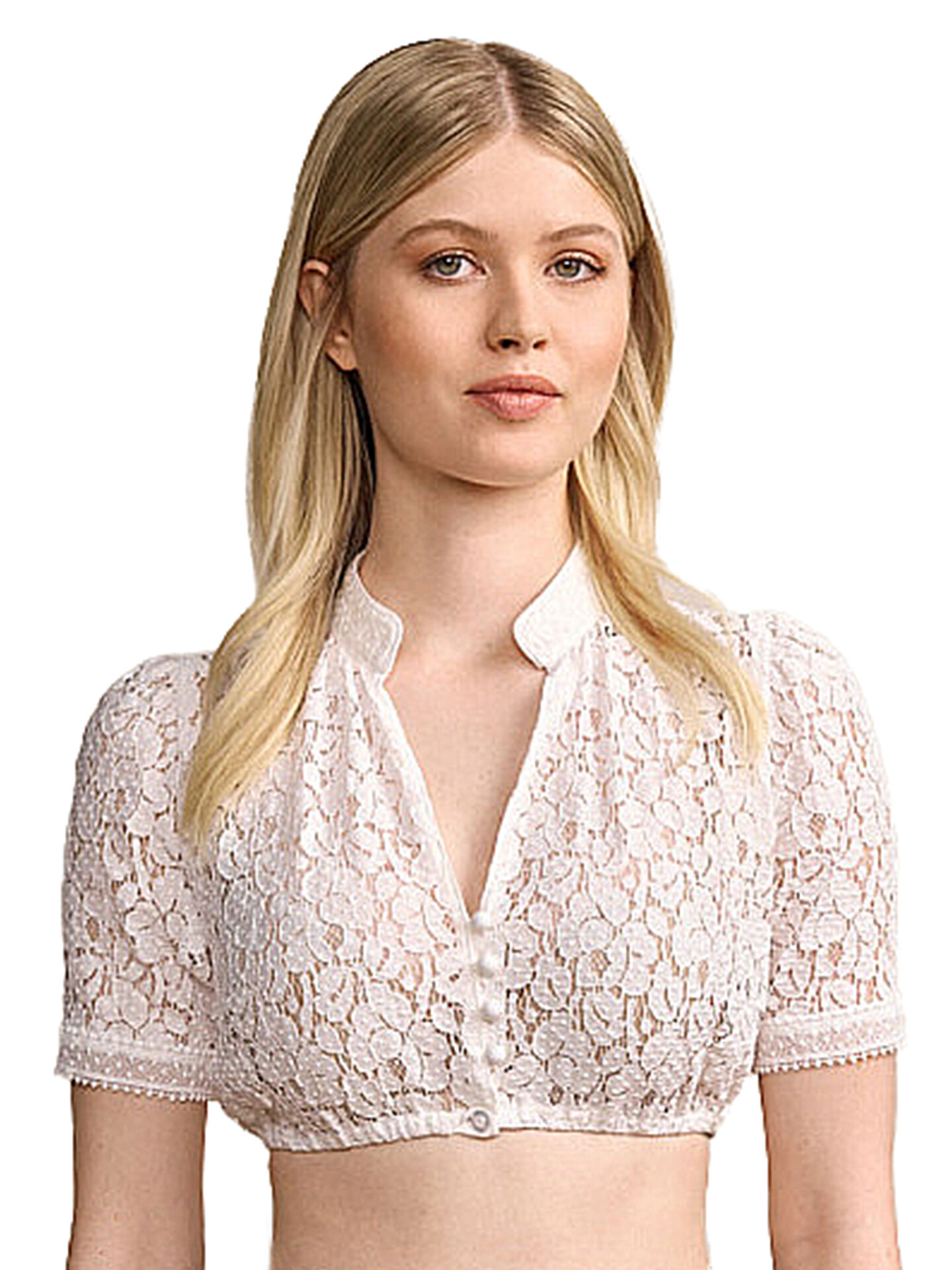 Dirndlbluse Damen festlich Spitze Stehkragen hochgeschlossen Creme Dirndlbluse Damen festlich Spitze Stehkragen hochgeschlossen Creme