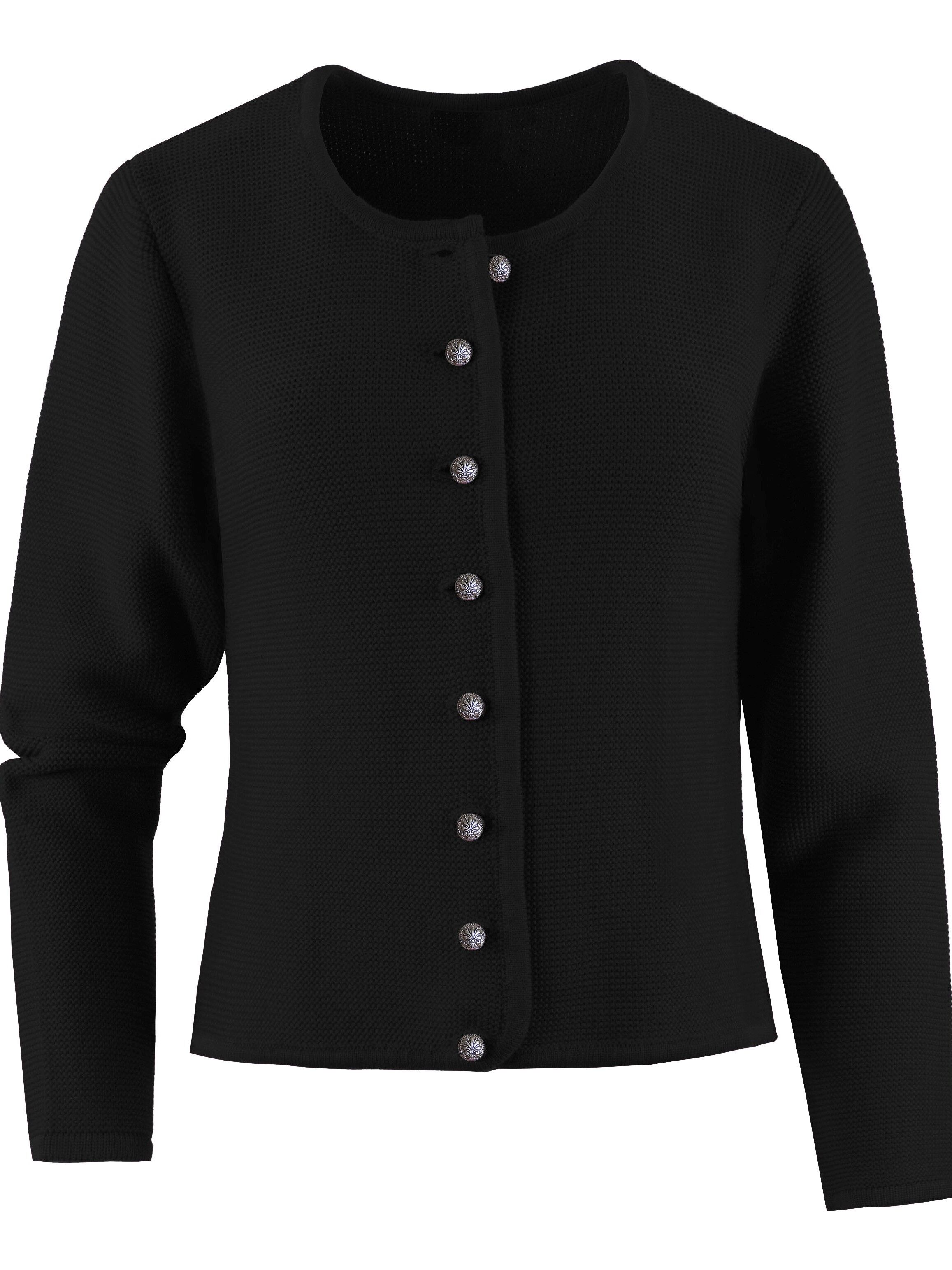 Trachtenstrickjacke Damen - kurze Dirndljacke Links-Links Schwarz Trachtenstrickjacke Damen - kurze Dirndljacke Links-Links Schwarz