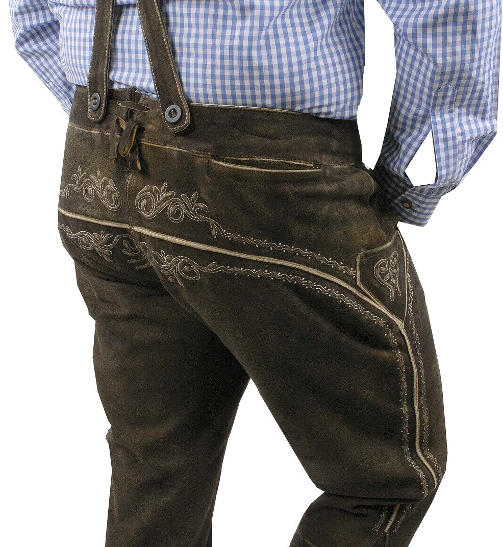 Trachtenlederhose Kniebundlederhose Antik Dunkelbraun Schwarz Trachtenlederhose Kniebundlederhose Antik Dunkelbraun Schwarz