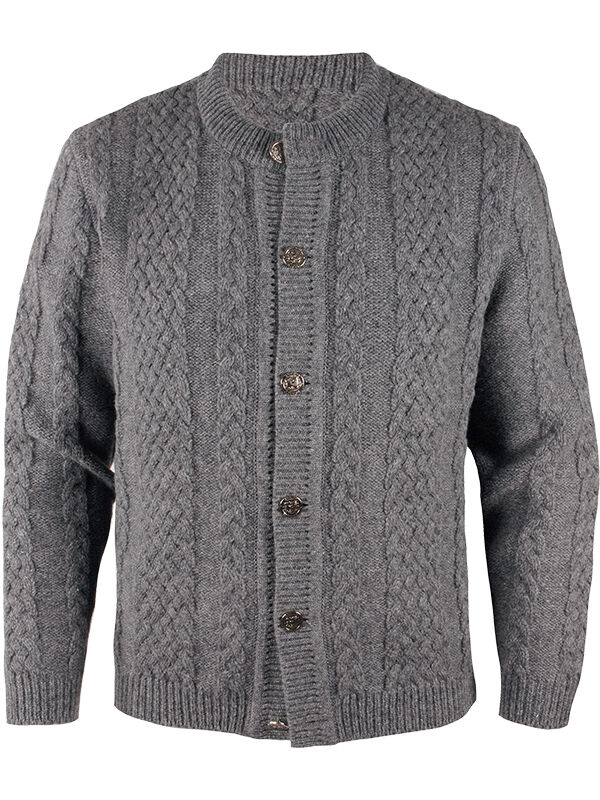 PREMIUM Trachtenstrickjacke Herren 100% Schurwolle Trachtenjanker Grau Mittelgrau PREMIUM Trachtenstrickjacke Herren 100% Schurwolle Trachtenjanker Grau Mittelgrau