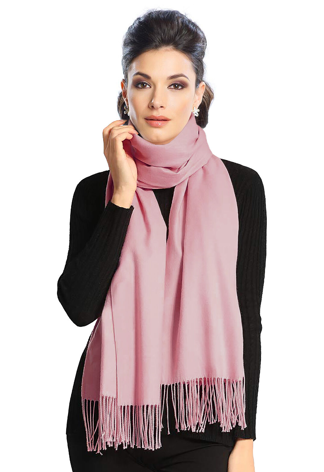 Pashmina Stola Umhang Cashmere Schal Baumwolle Damen Hellrosa Pashmina Stola Umhang Cashmere Schal Baumwolle Damen Hellrosa