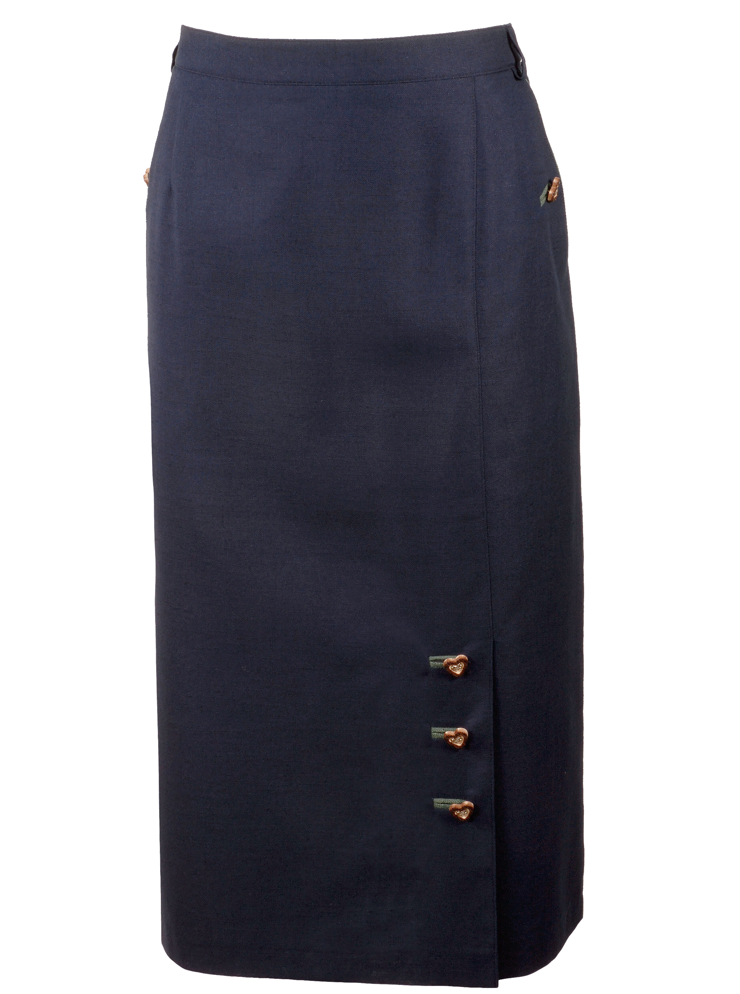 Trachtenrock Damen klassischer Leinenrock Kniebedeckt Marineblau  Trachtenrock Damen klassischer Leinenrock Kniebedeckt Marineblau
