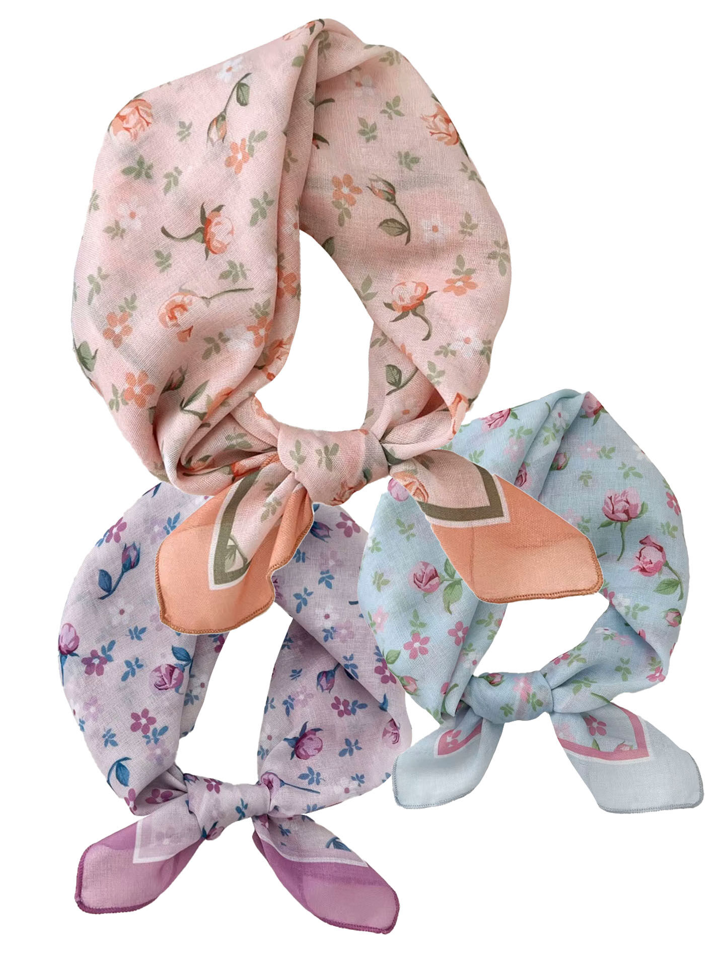 Trachtenhalstuch Nickituch Rosen-Dessin Blau Violett Apricot