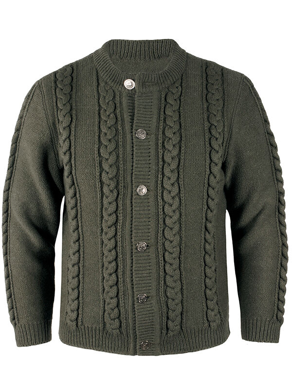 PREMIUM Trachtenstrickjacke Herren 100% Schurwolle Trachtenjanker Jagd Grün + Braun PREMIUM Trachtenstrickjacke Herren 100% Schurwolle Trachtenjanker Jagd Grün + Braun