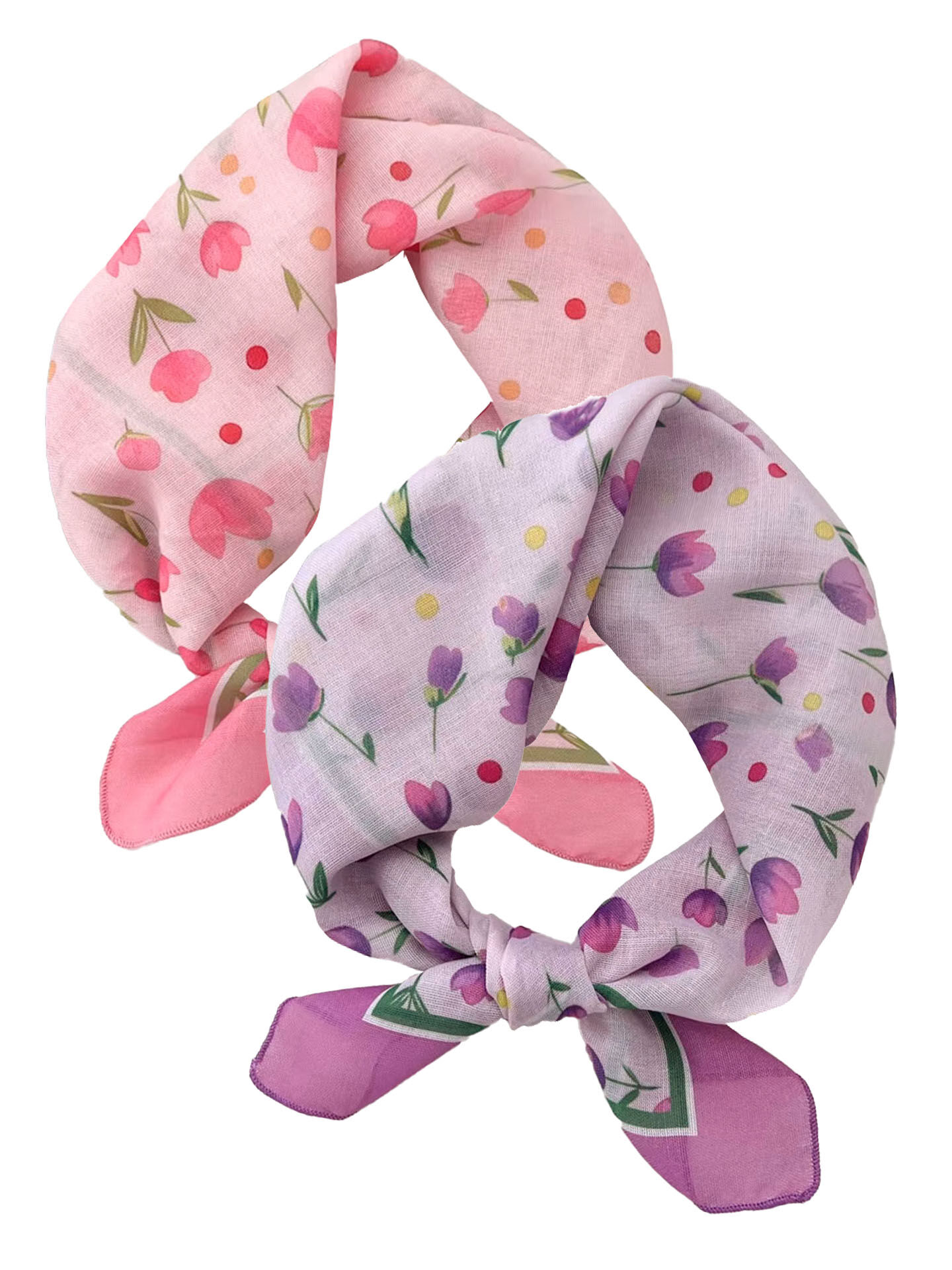 Trachtenhalstuch Nickituch Florales-Dessin in Rosa + Violett