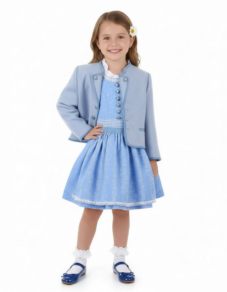 Trachtenjacke Mädchen Walkjacke 100% Merinowolle Hellblau