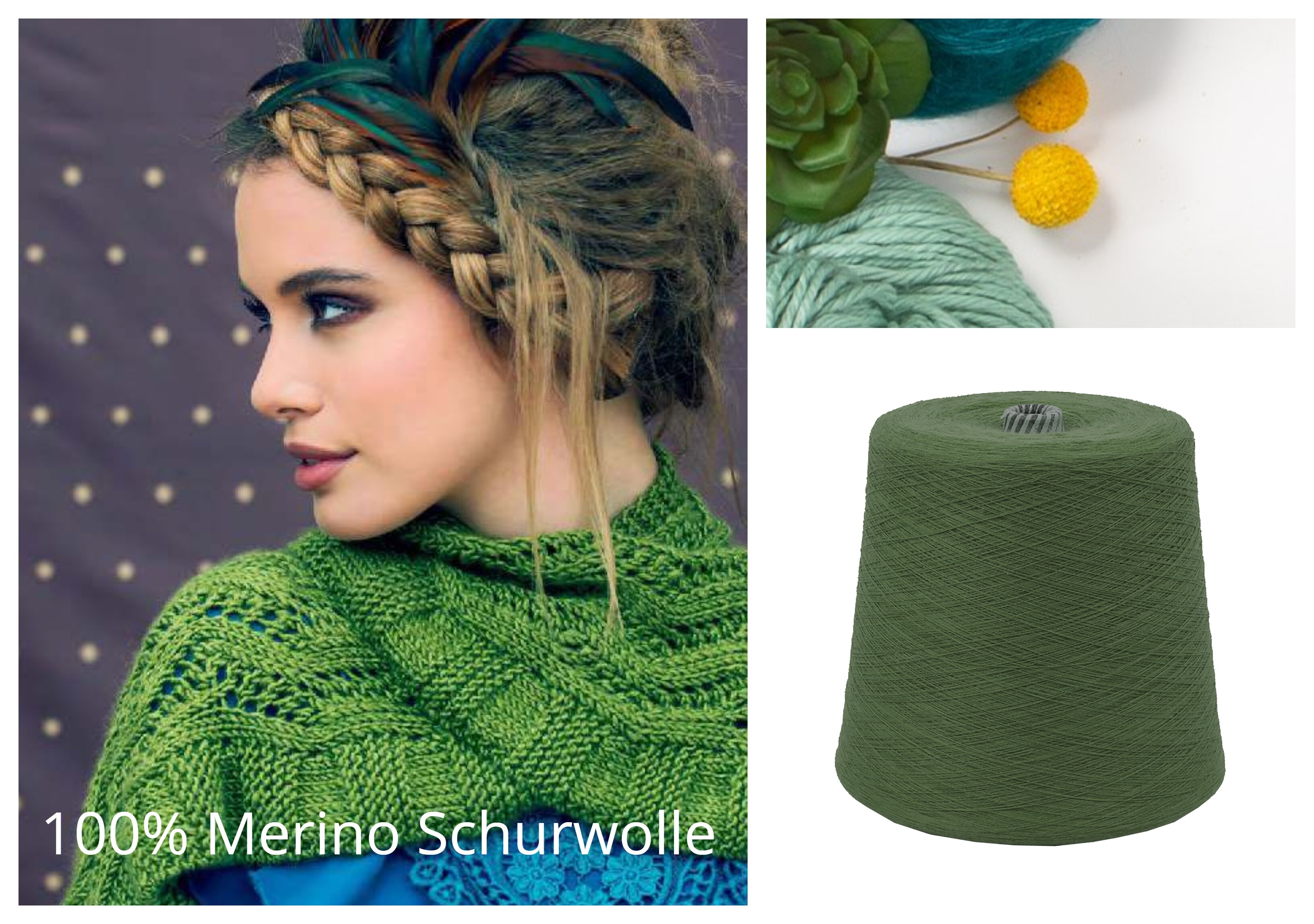 Strickwolle Online MERINO SCHURWOLLE 1 KG SUPER GÜNSTIG Großhandel Grün ...