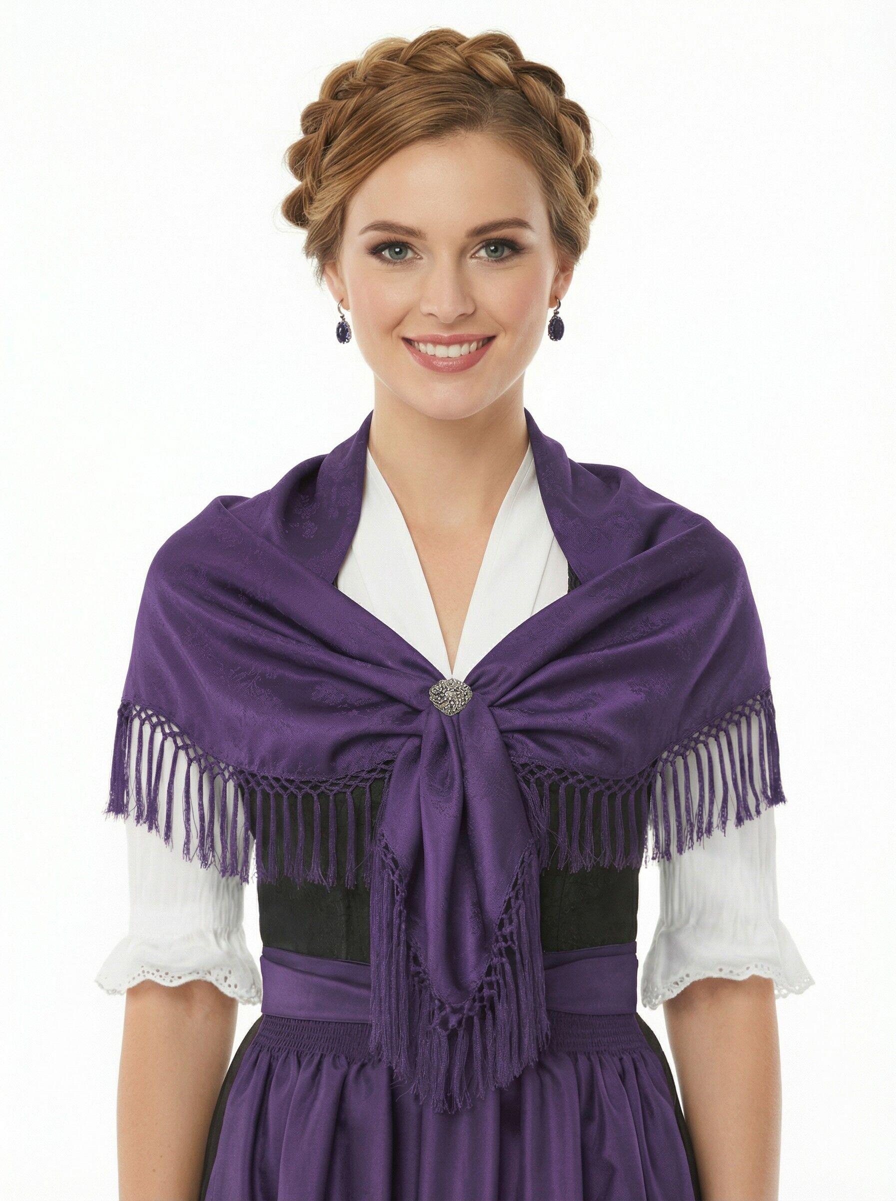 Trachtentuch Dirndltuch Seidentuch 100% Seide Lila