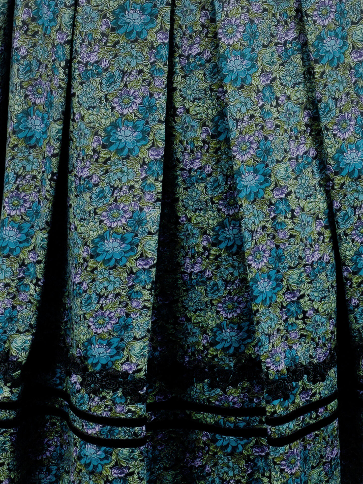 Trachtenrock Damen langer Damenrock Blumen-Design Schwarz/Smaragd